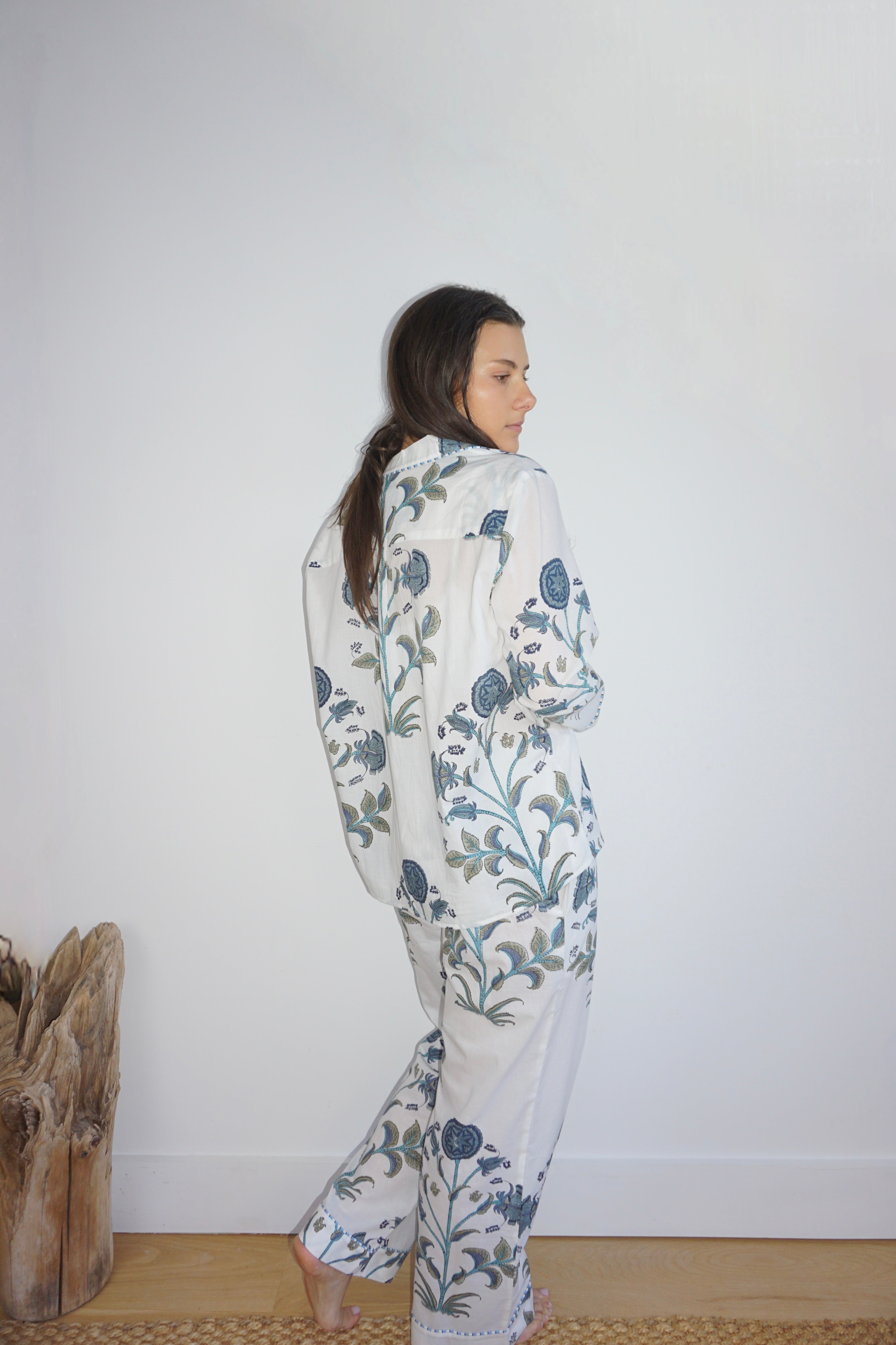 PJ Set - Long Sleeve Long Pant in BLUE VINE