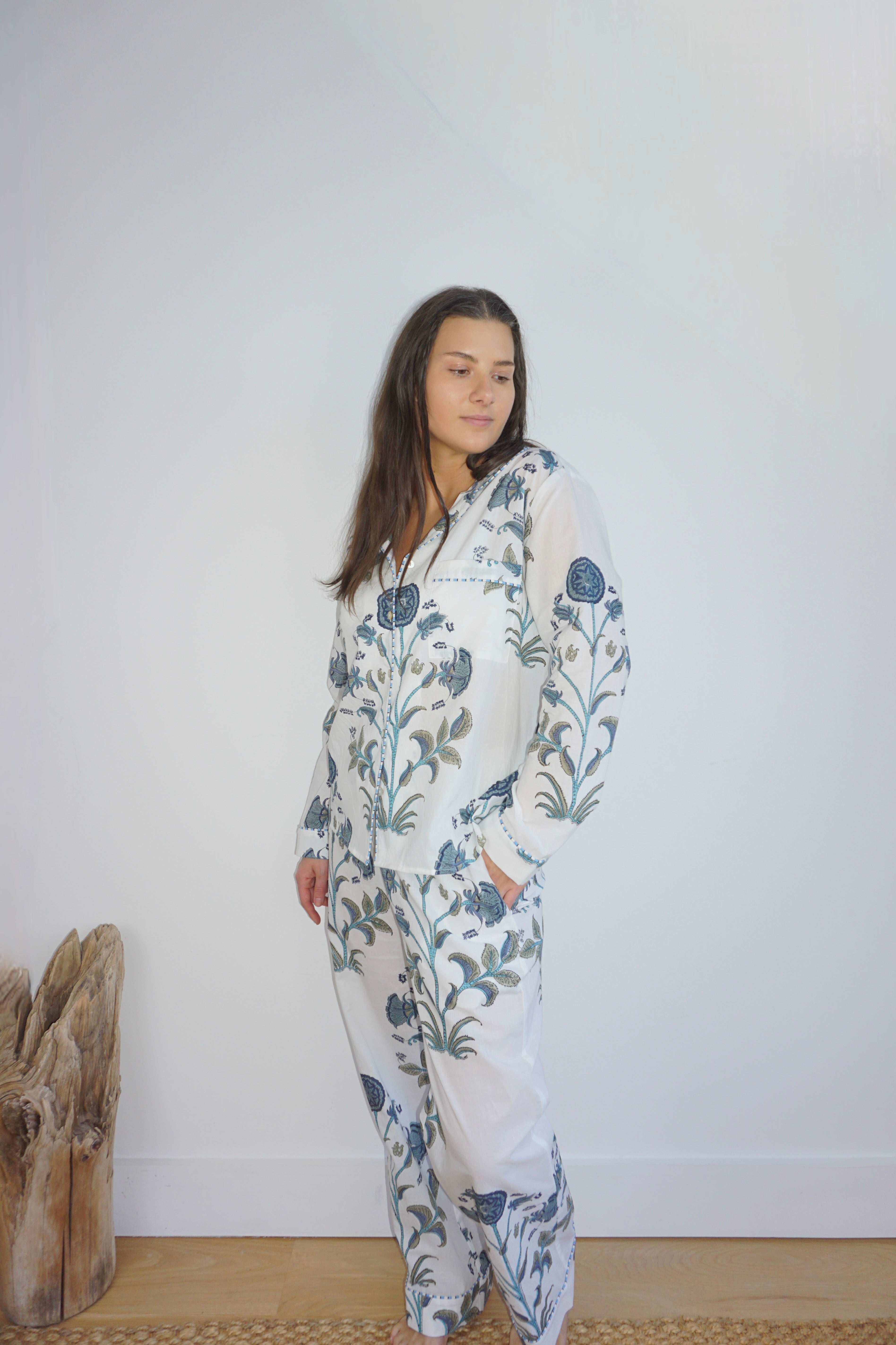 PJ Set - Long Sleeve Long Pant in BLUE VINE