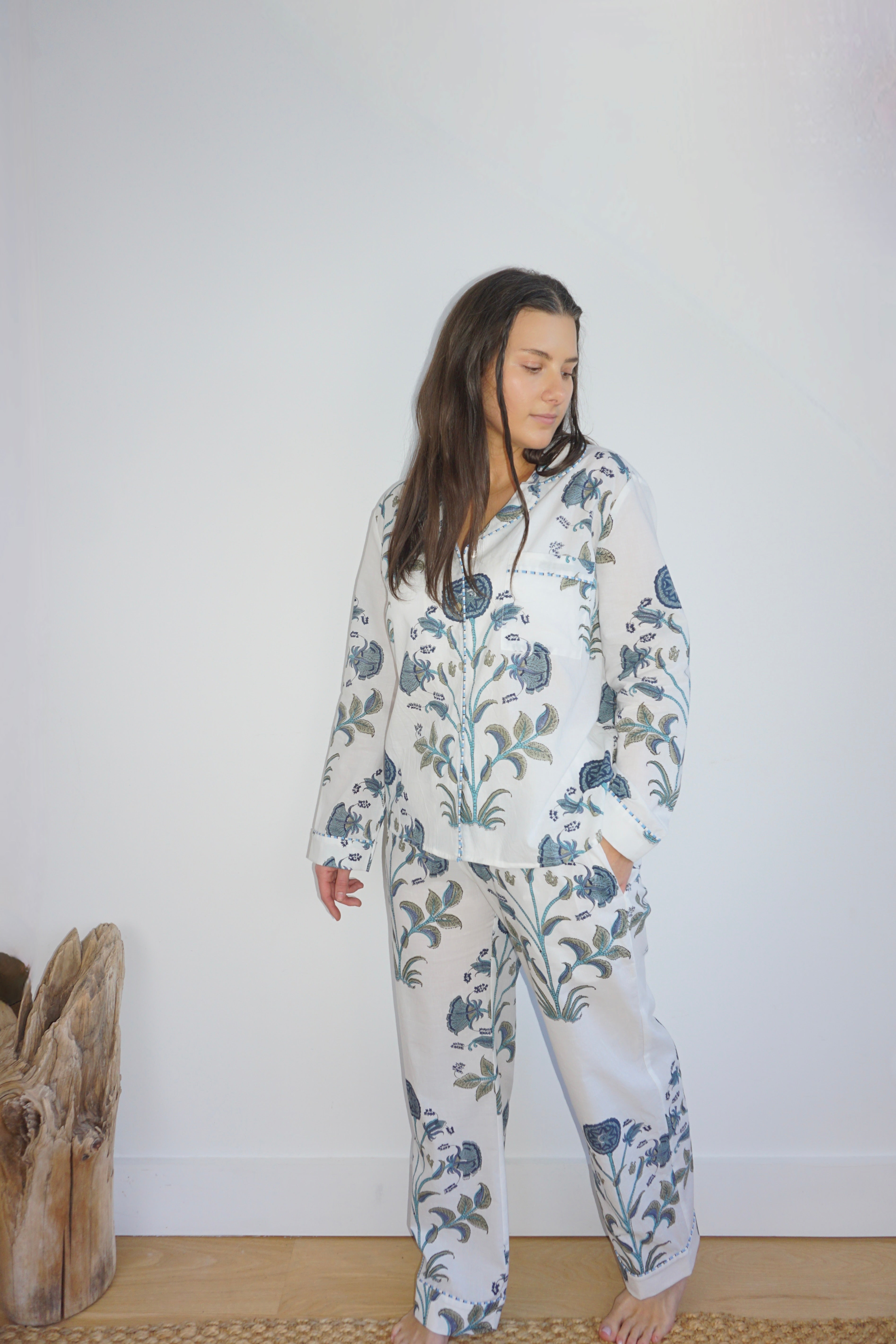 PJ Set - Long Sleeve Long Pant in BLUE VINE