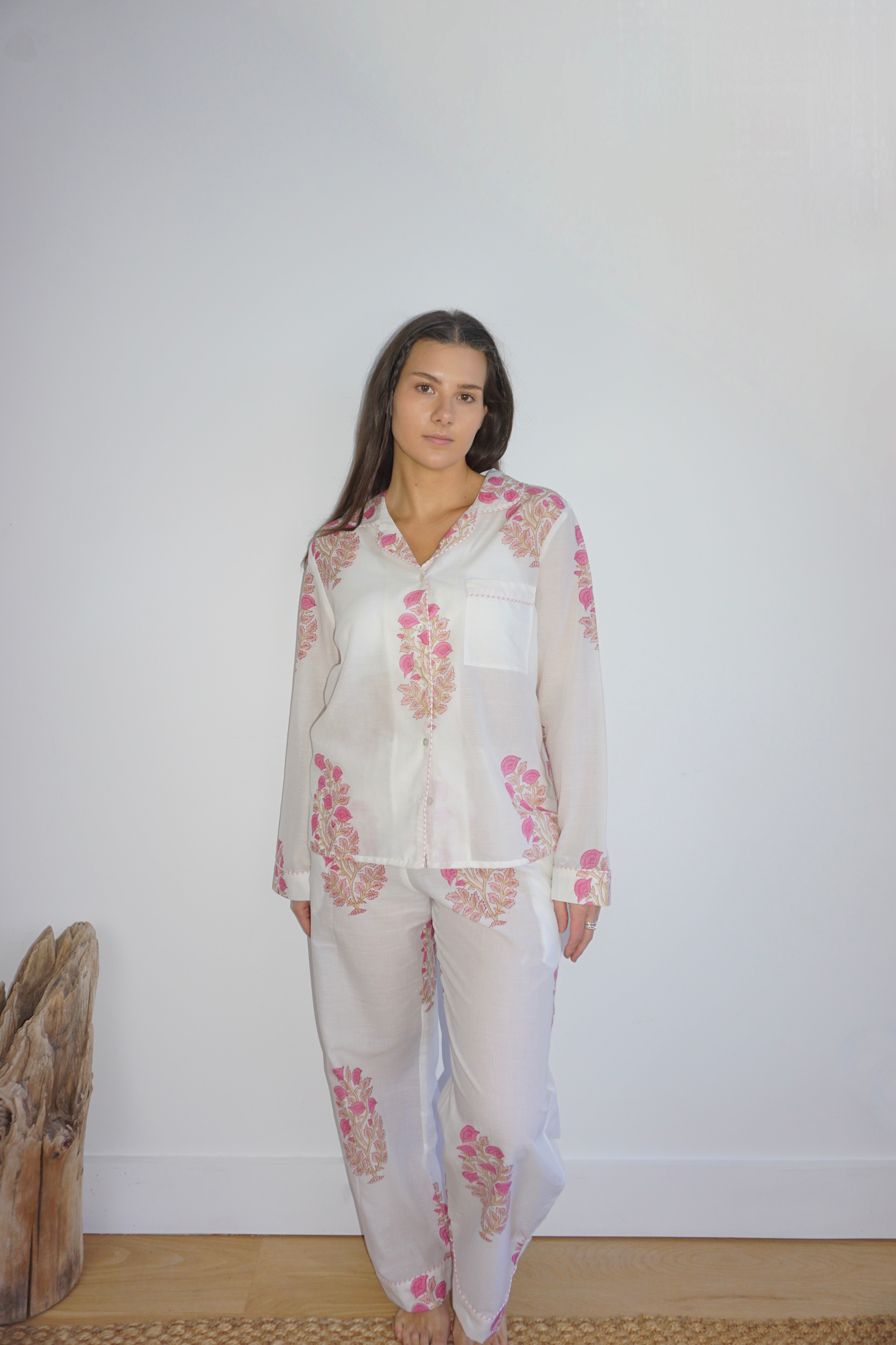 PJ Set - Long Sleeve Long Pant in Pink Peony