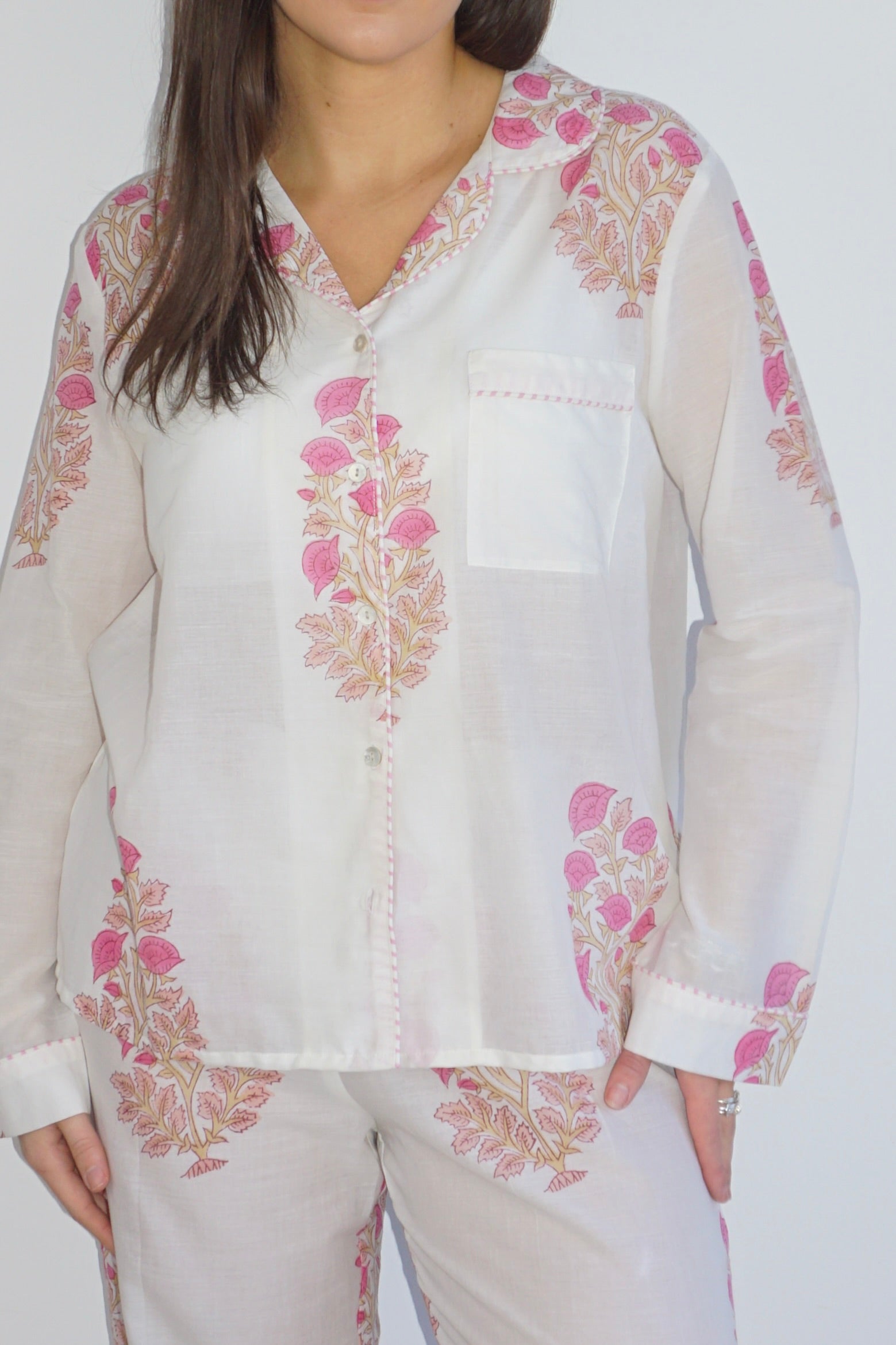 PJ Set - Long Sleeve Long Pant in Pink Peony