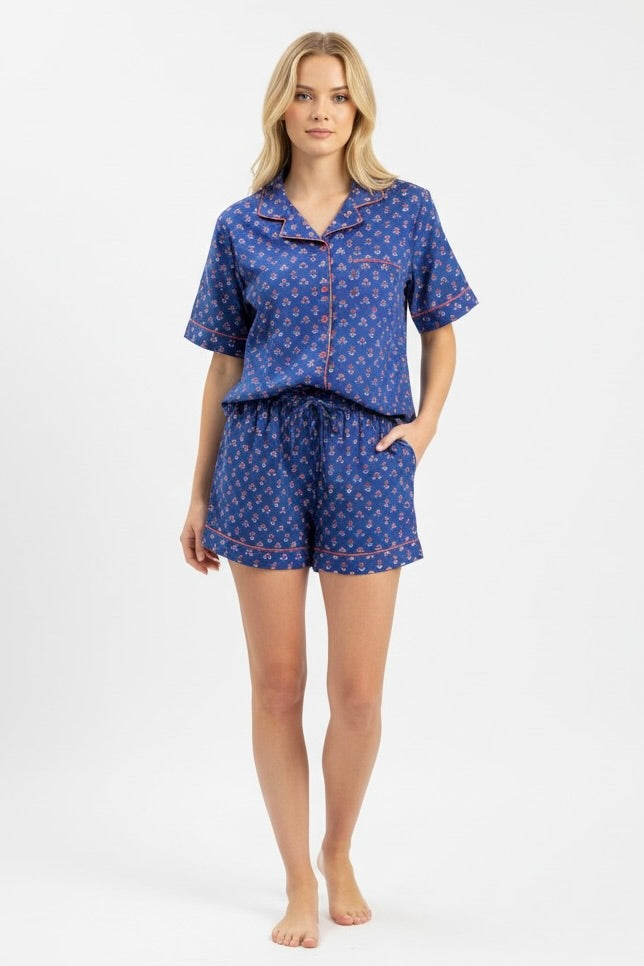 Paola Short Pajama Set - Ditsy Navy