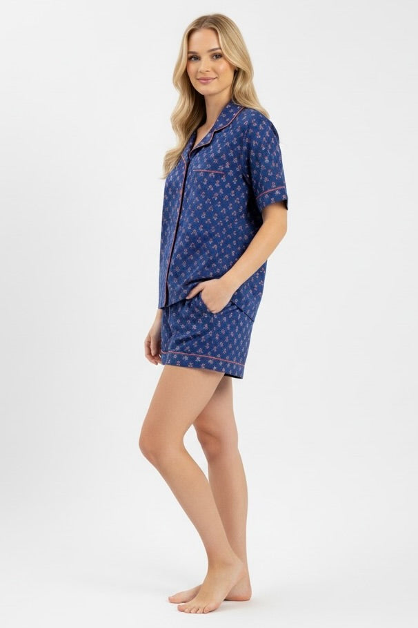 Paola Short Pajama Set - Ditsy Navy
