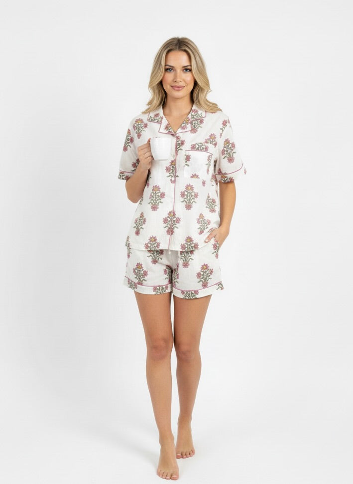 Paola Short Pajama Set in Royal Aster