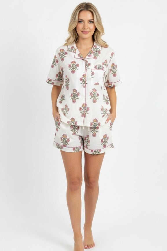 Paola Short Pajama Set in Royal Aster