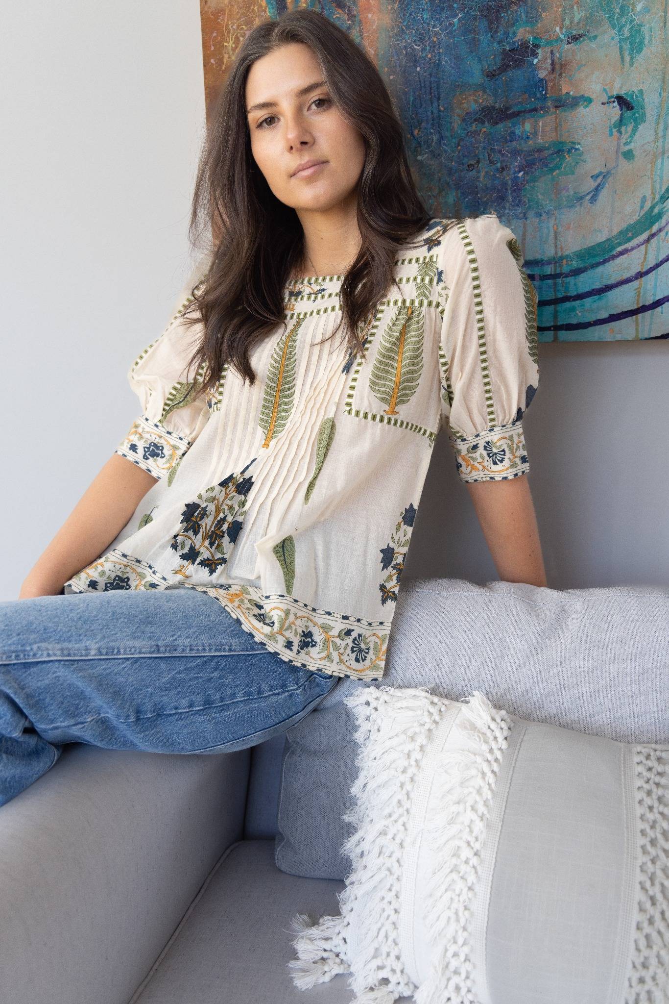 Pippy Top in Navy Victorian