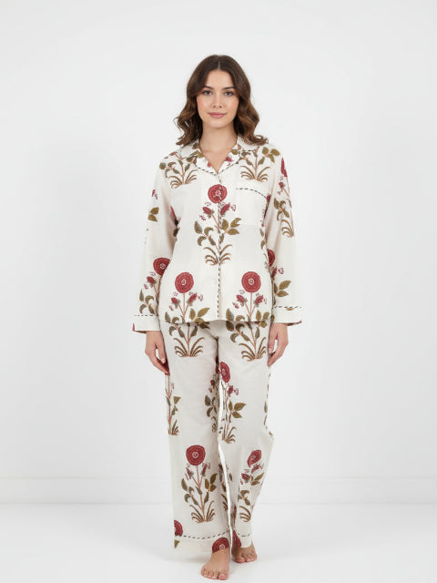 PJ Set - Long Sleeve Long Pant in RedCal