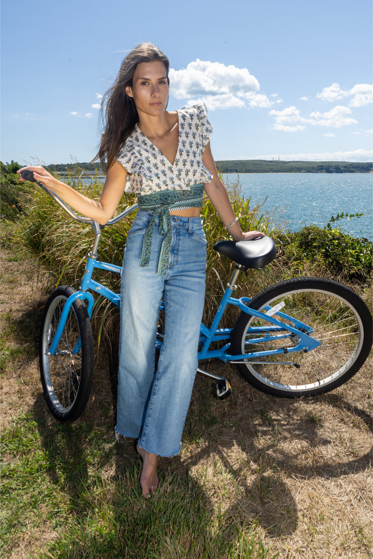 Reese Wrap Top in Mystic Blue Rose
