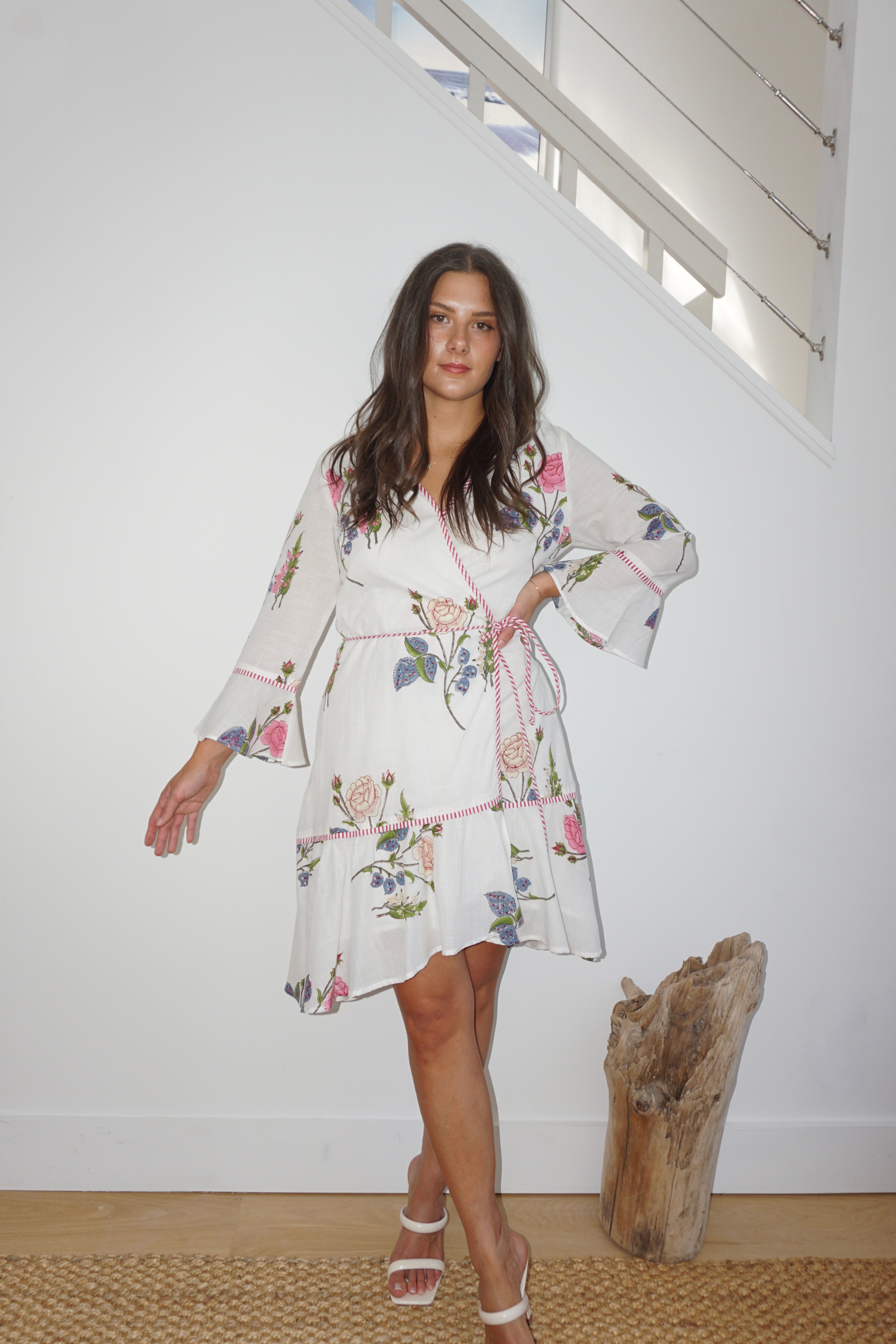 Rhode Mini Wrap Dress in Multi Rosette