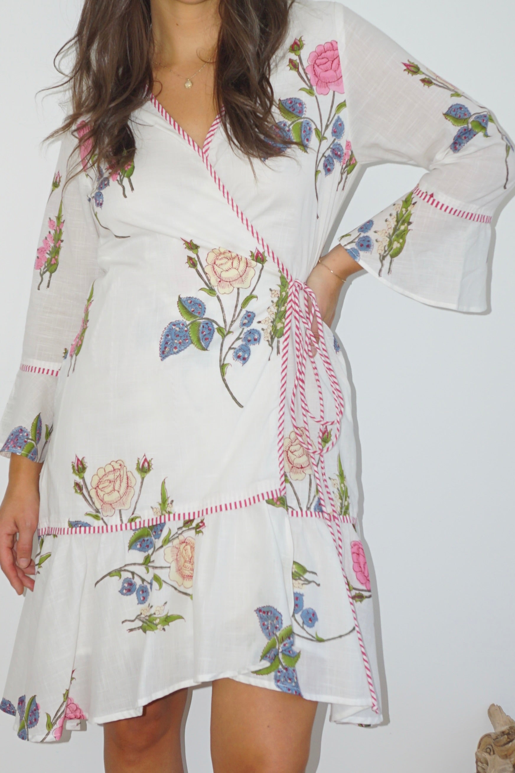 Rhode Mini Wrap Dress in Multi Rosette