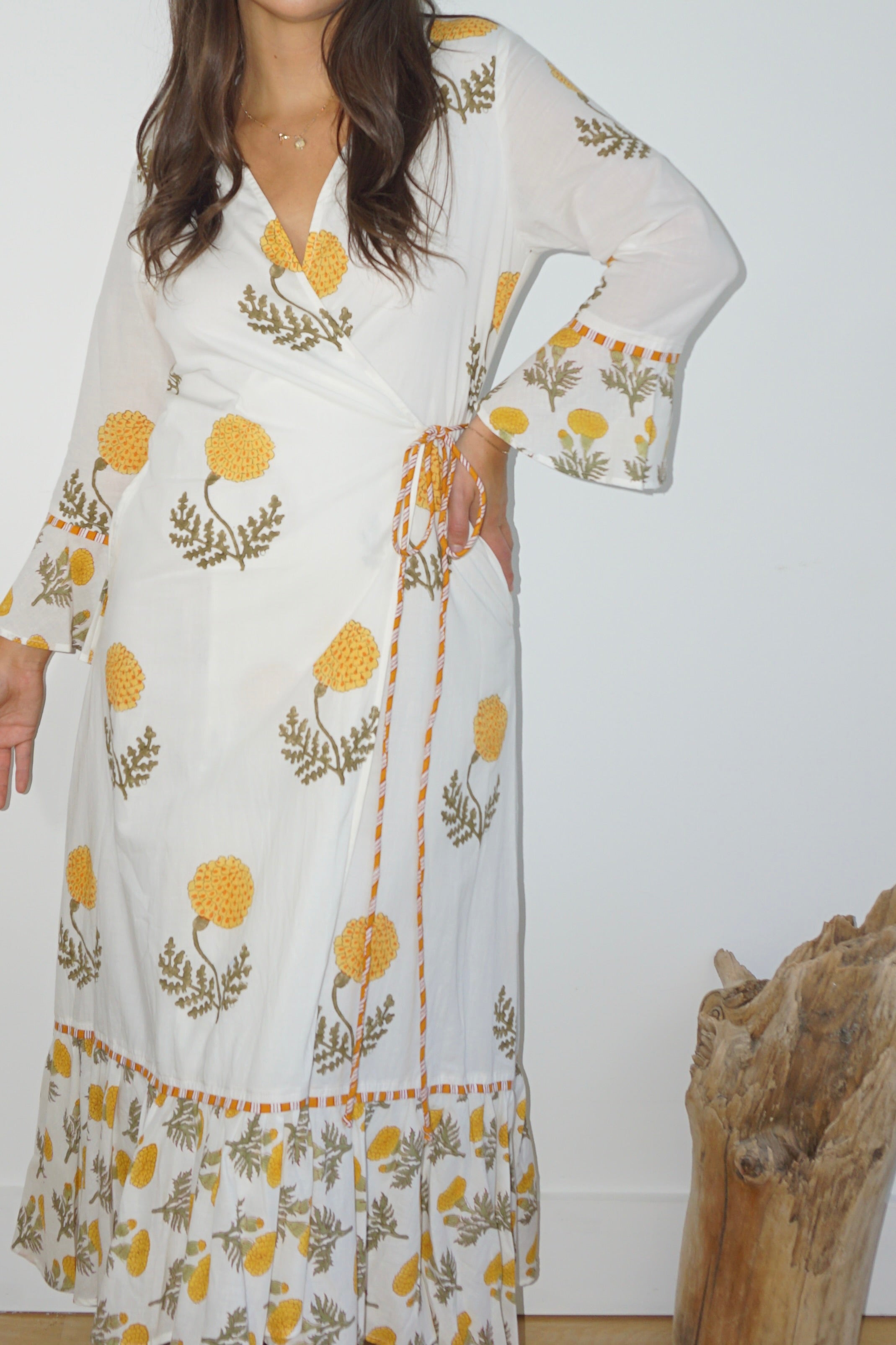 Rhode Wrap Dress in Marigold