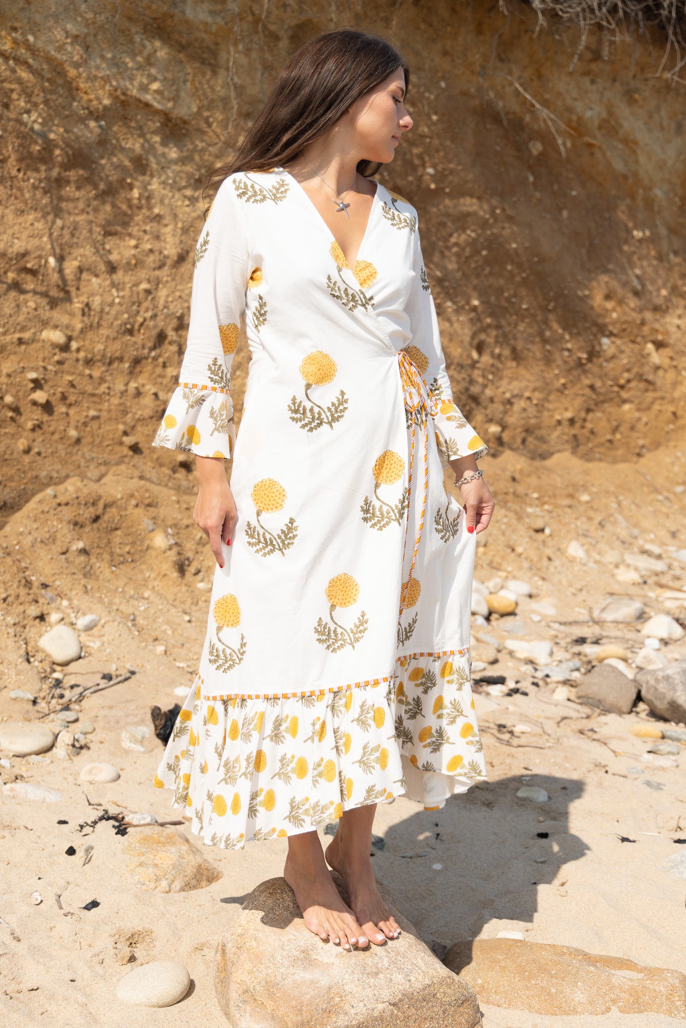 Rhode Wrap Dress in Marigold
