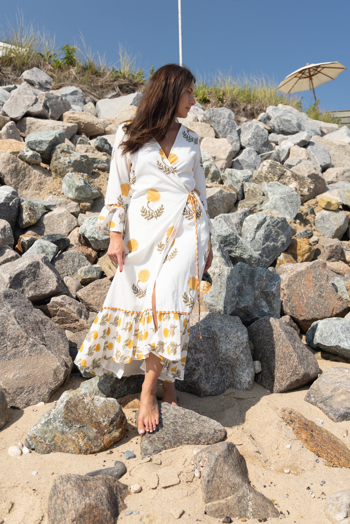 Rhode Wrap Dress in Marigold