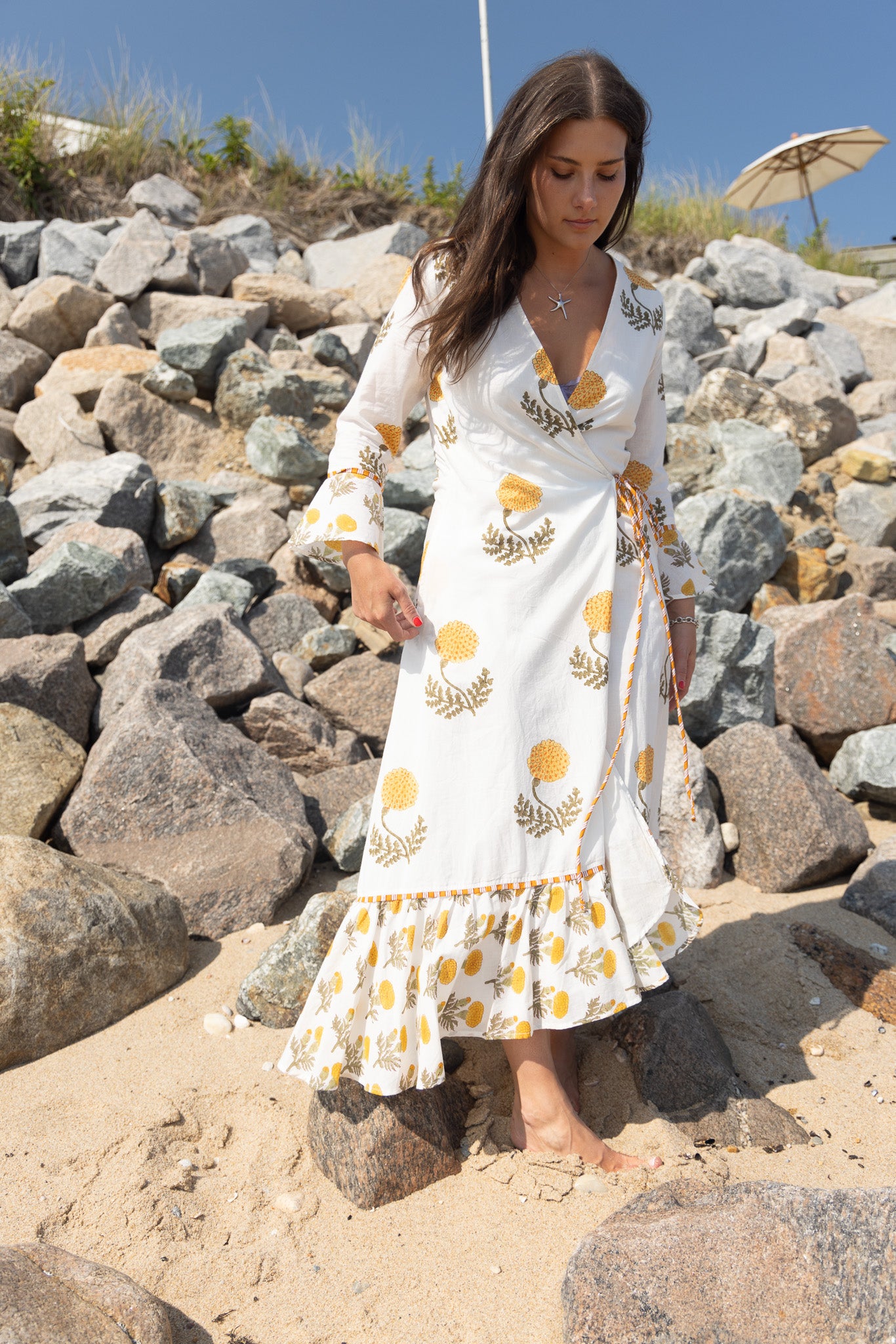 Rhode Wrap Dress in Marigold