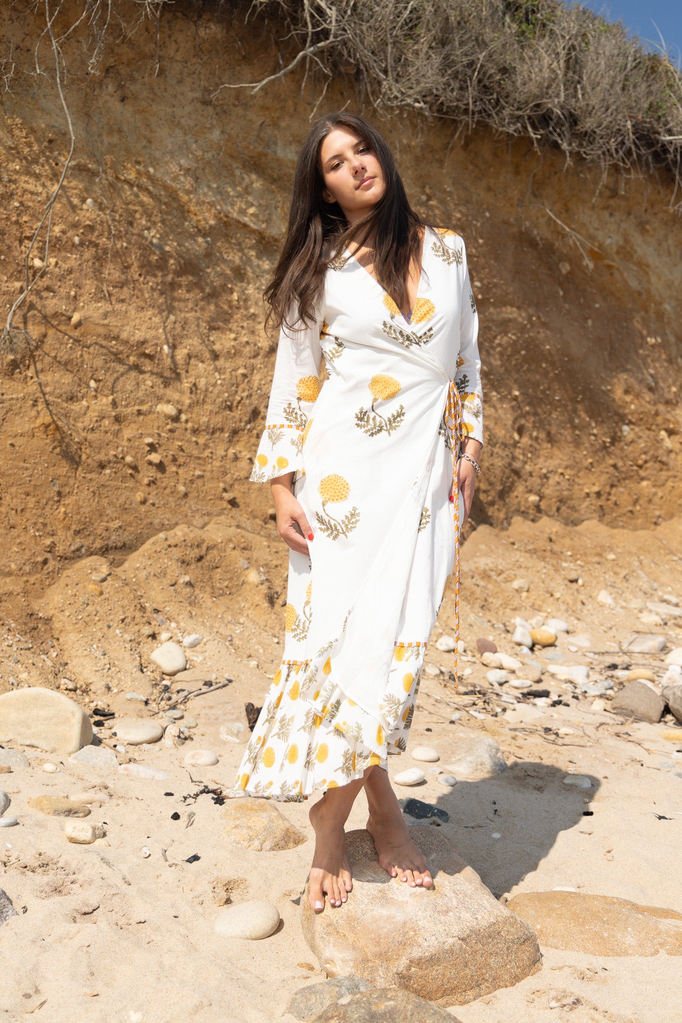 Rhode Wrap Dress in Marigold