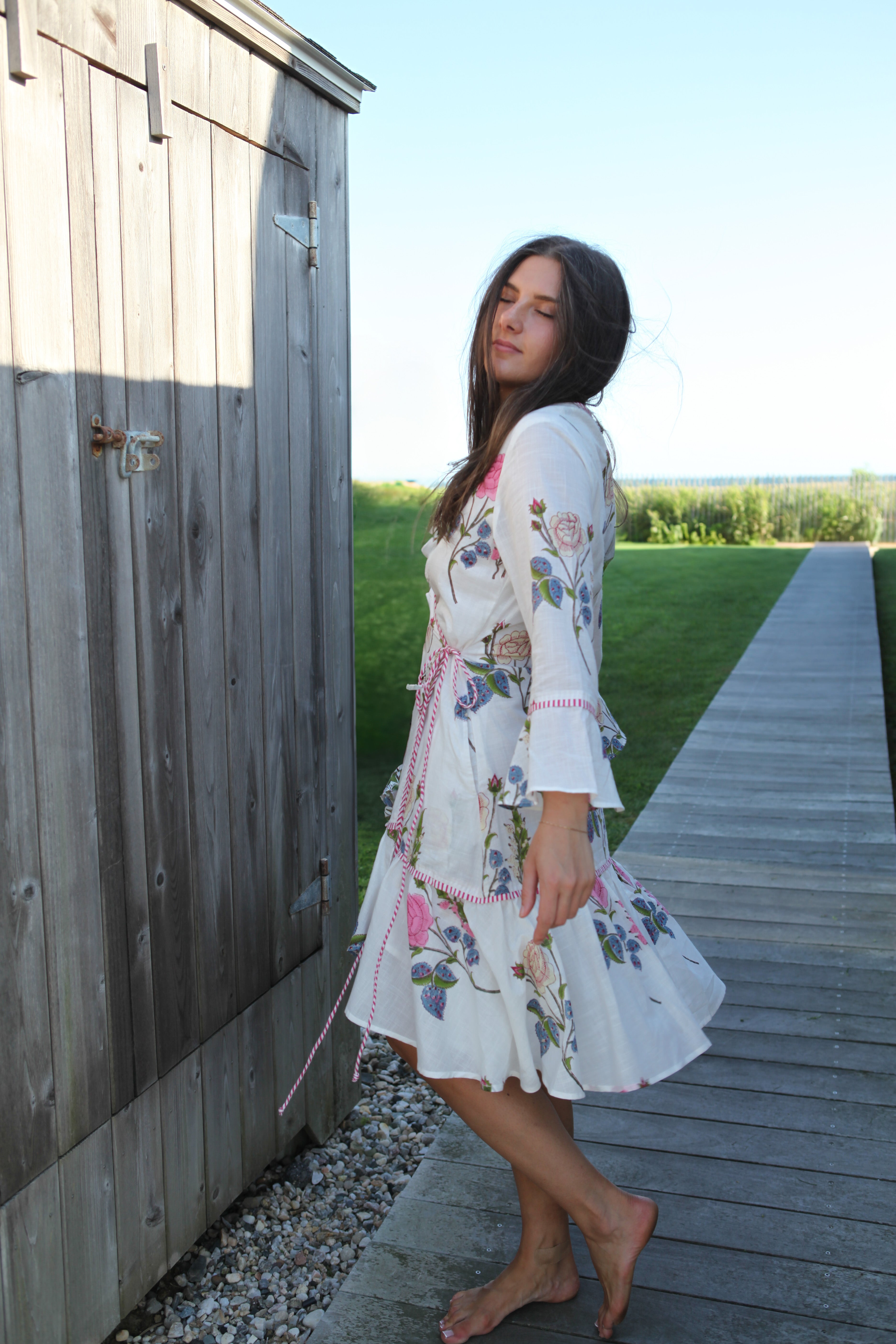 Rhode Mini Wrap Dress in Multi Rosette