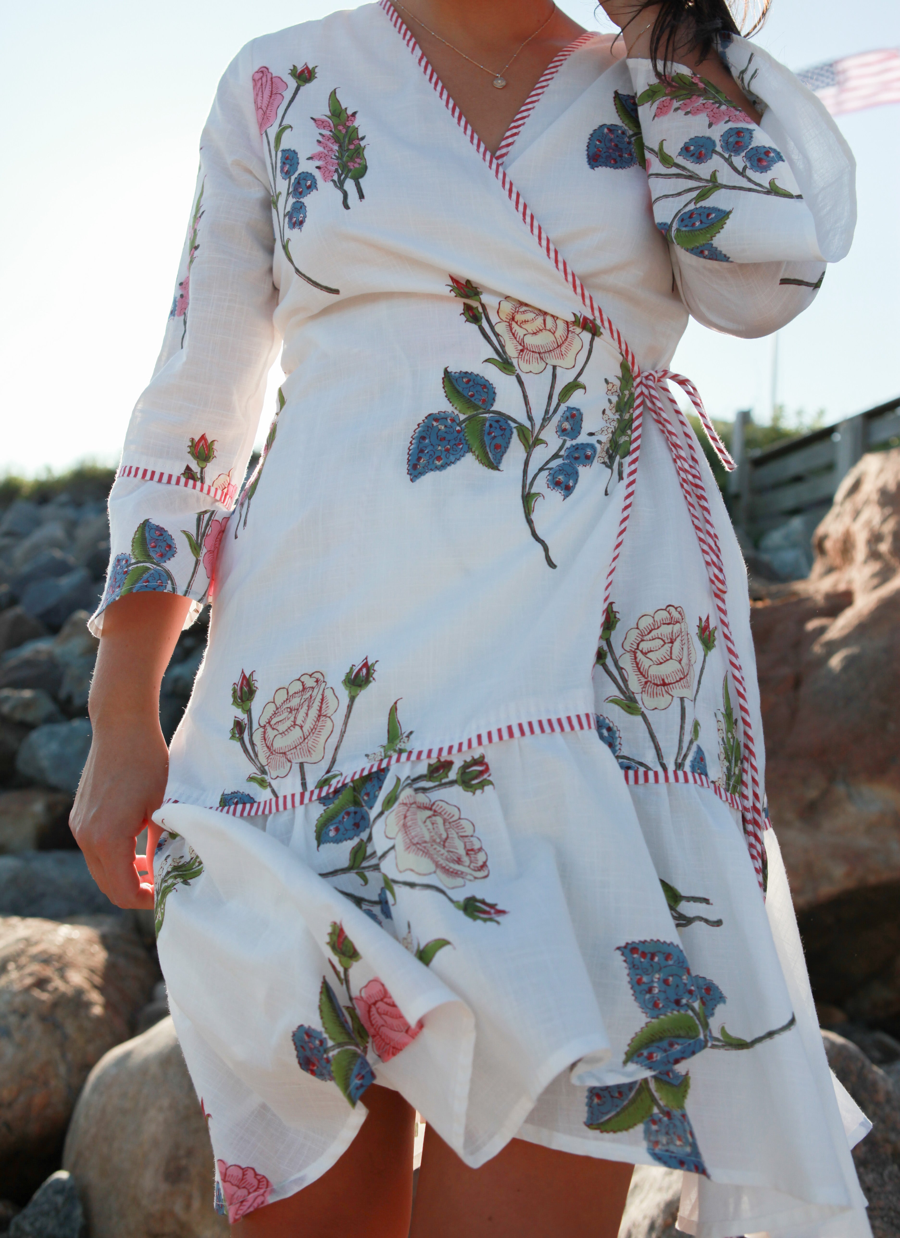 Rhode Mini Wrap Dress in Multi Rosette