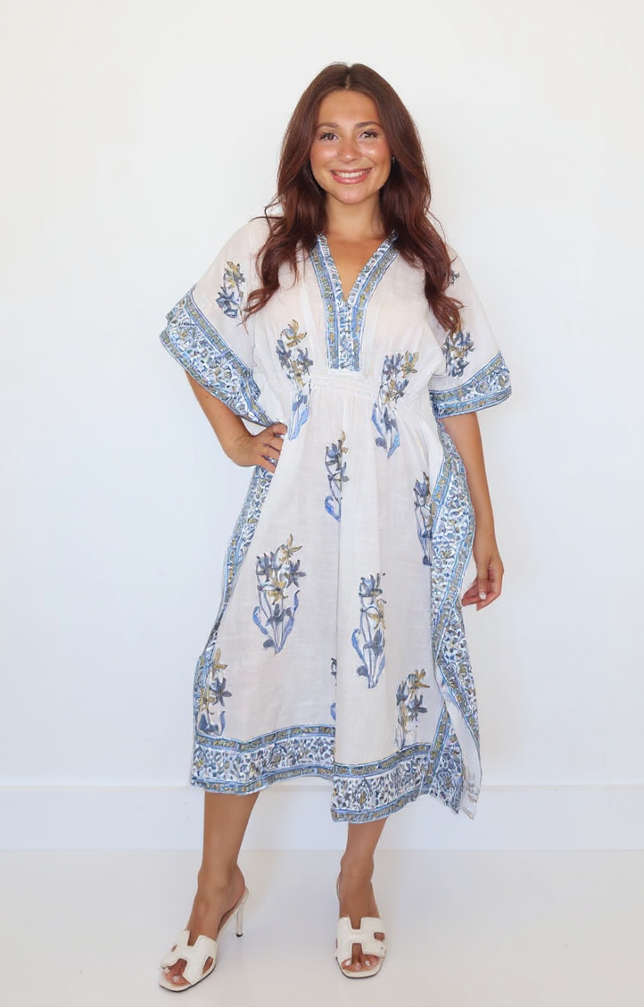 Santorini Kaftan in Blue Lily