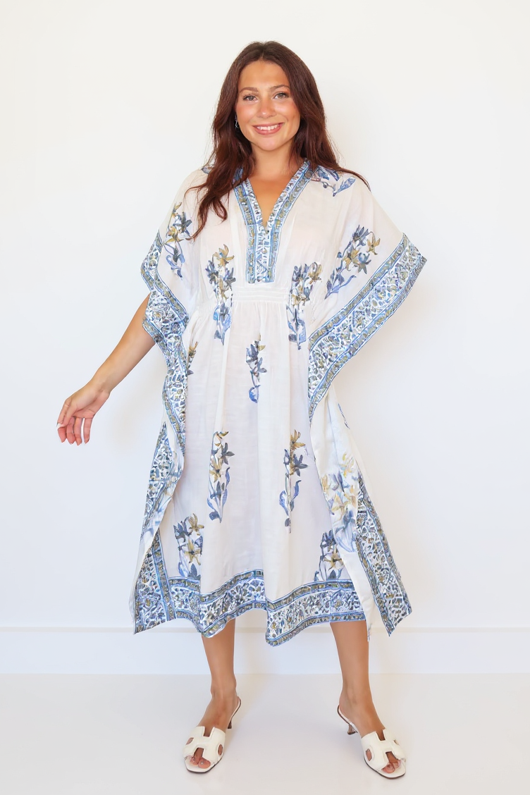 Santorini Kaftan in Blue Lily