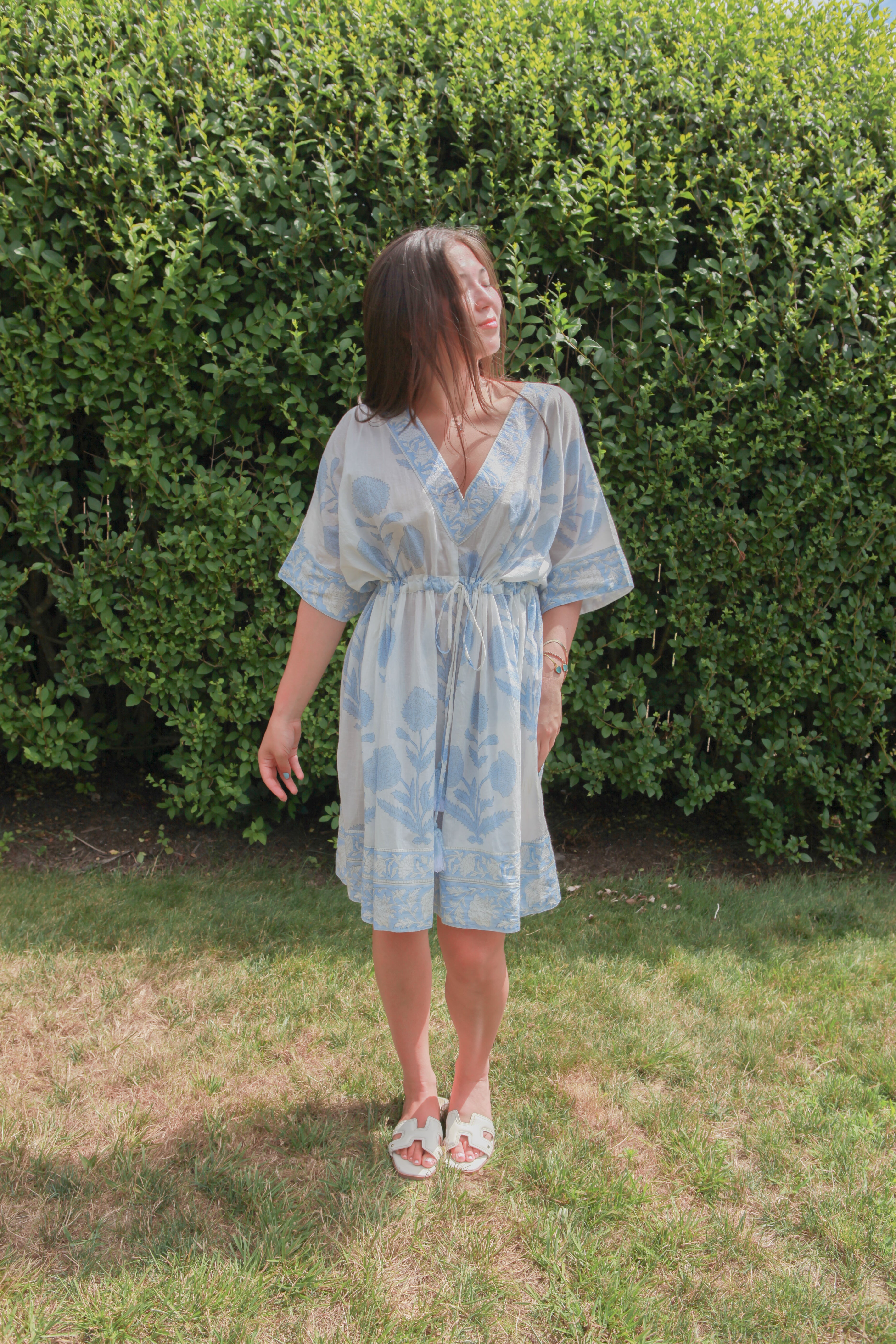 Savannah Mini Dress in Buta Blue