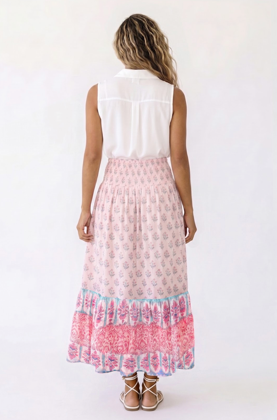 Noor Smocked Skirt in Pastel Palace