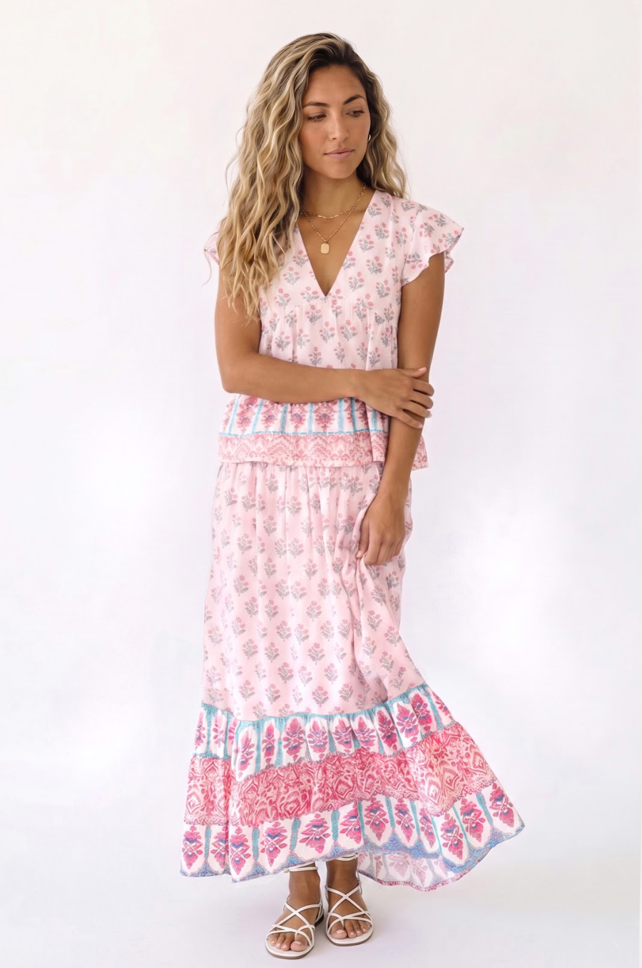 Noor Smocked Skirt in Pastel Palace