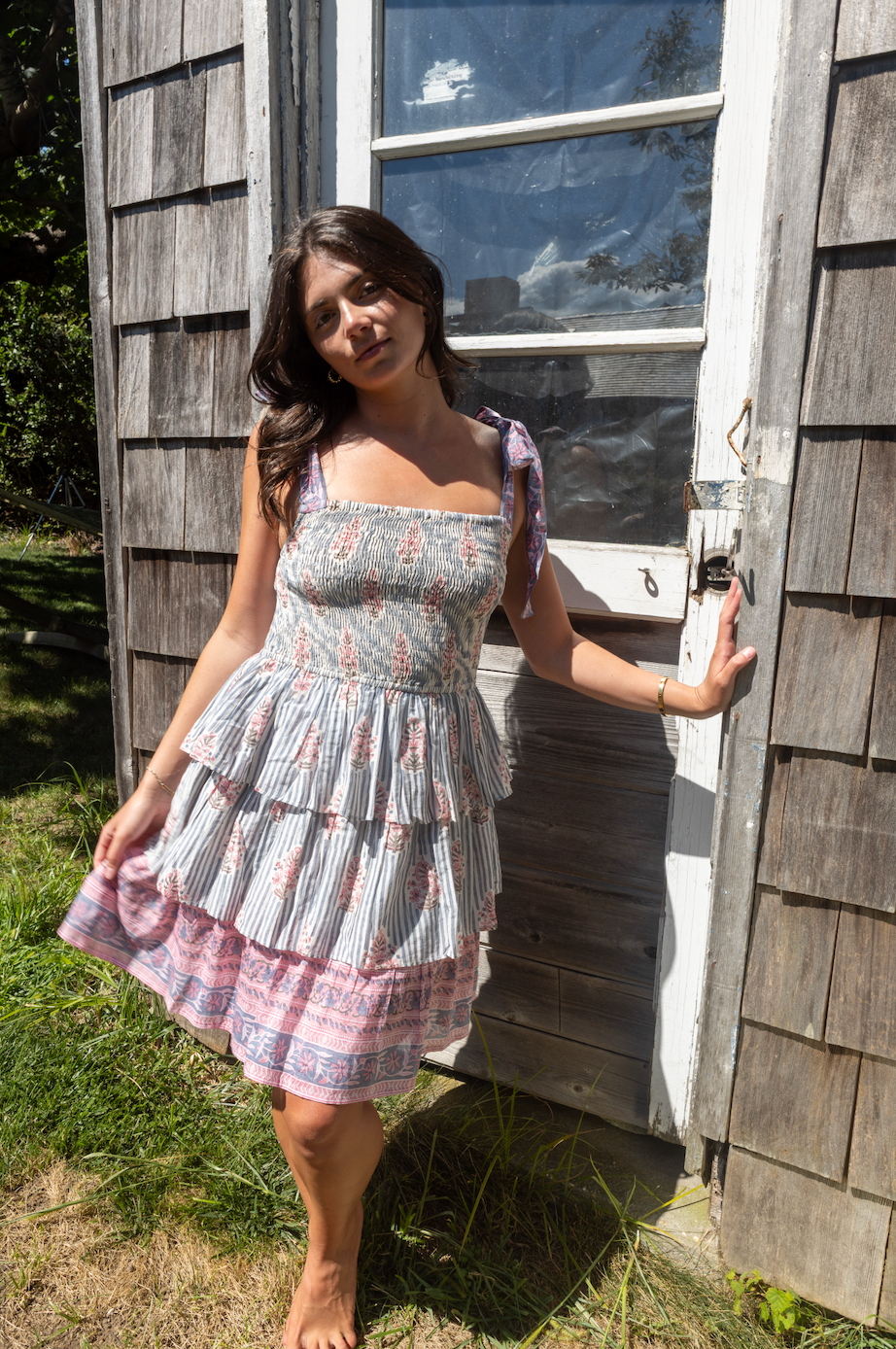 Skye Mini Dress in Blush Bay Stripe