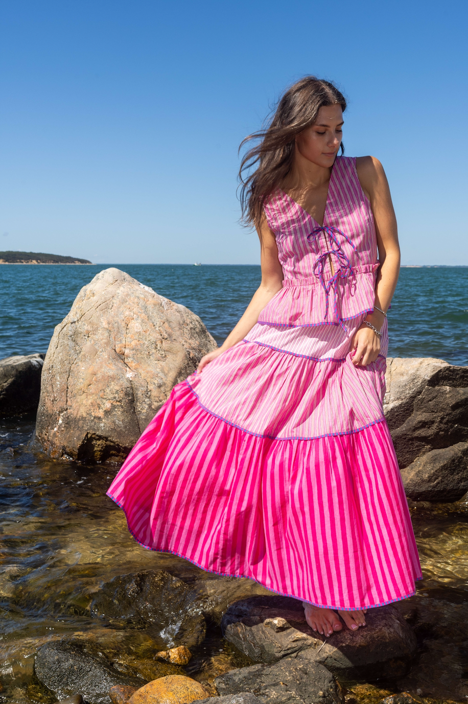 Drue Skirt in Pink Summer Stripe