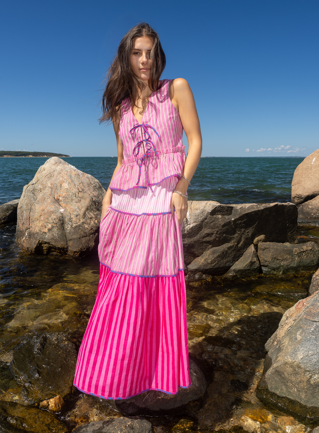 Emilia Tie Top in Pink Summer Stripe