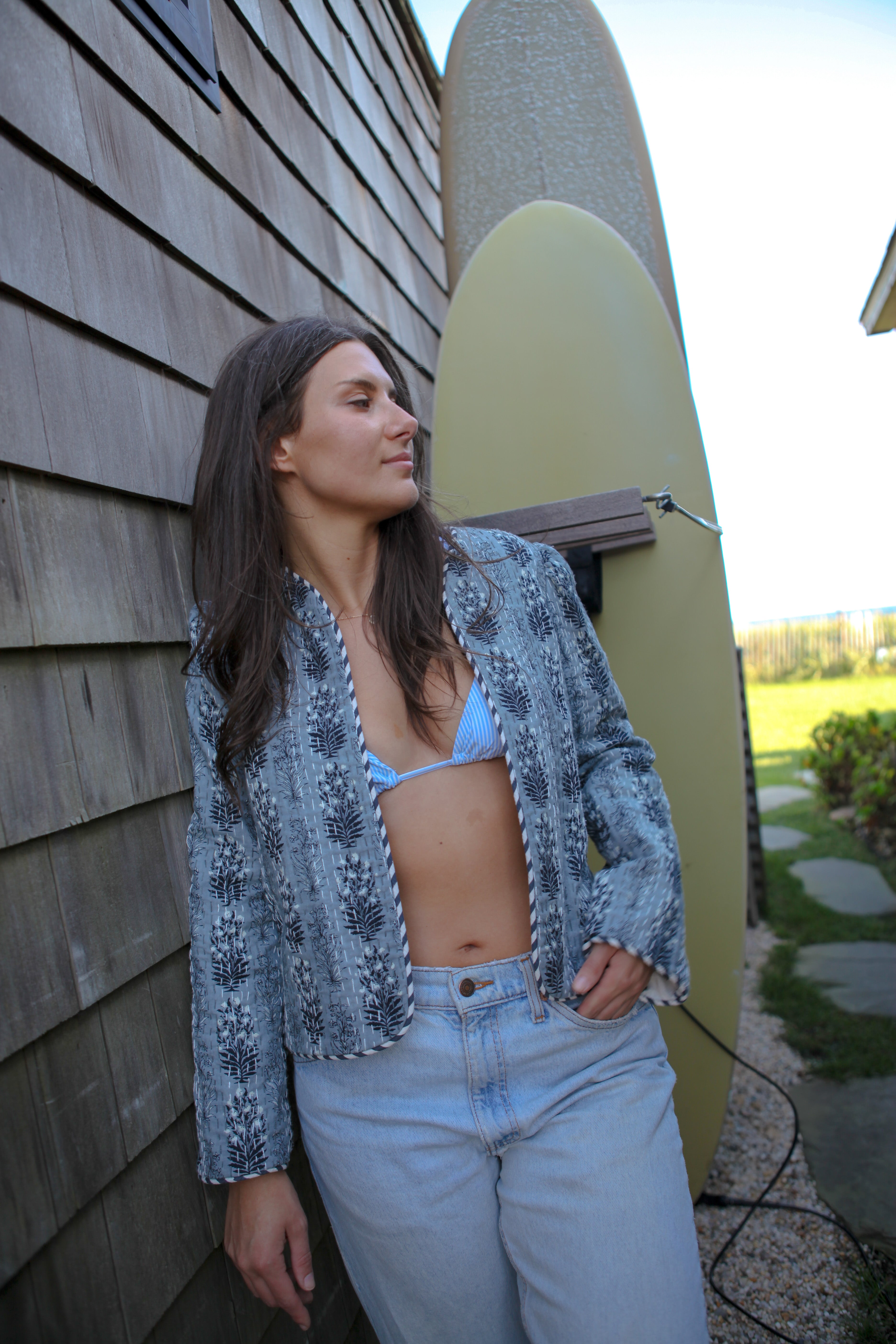 NIBI MTK Shylah Reversible Jacket - Blue Vine/Blue Floral