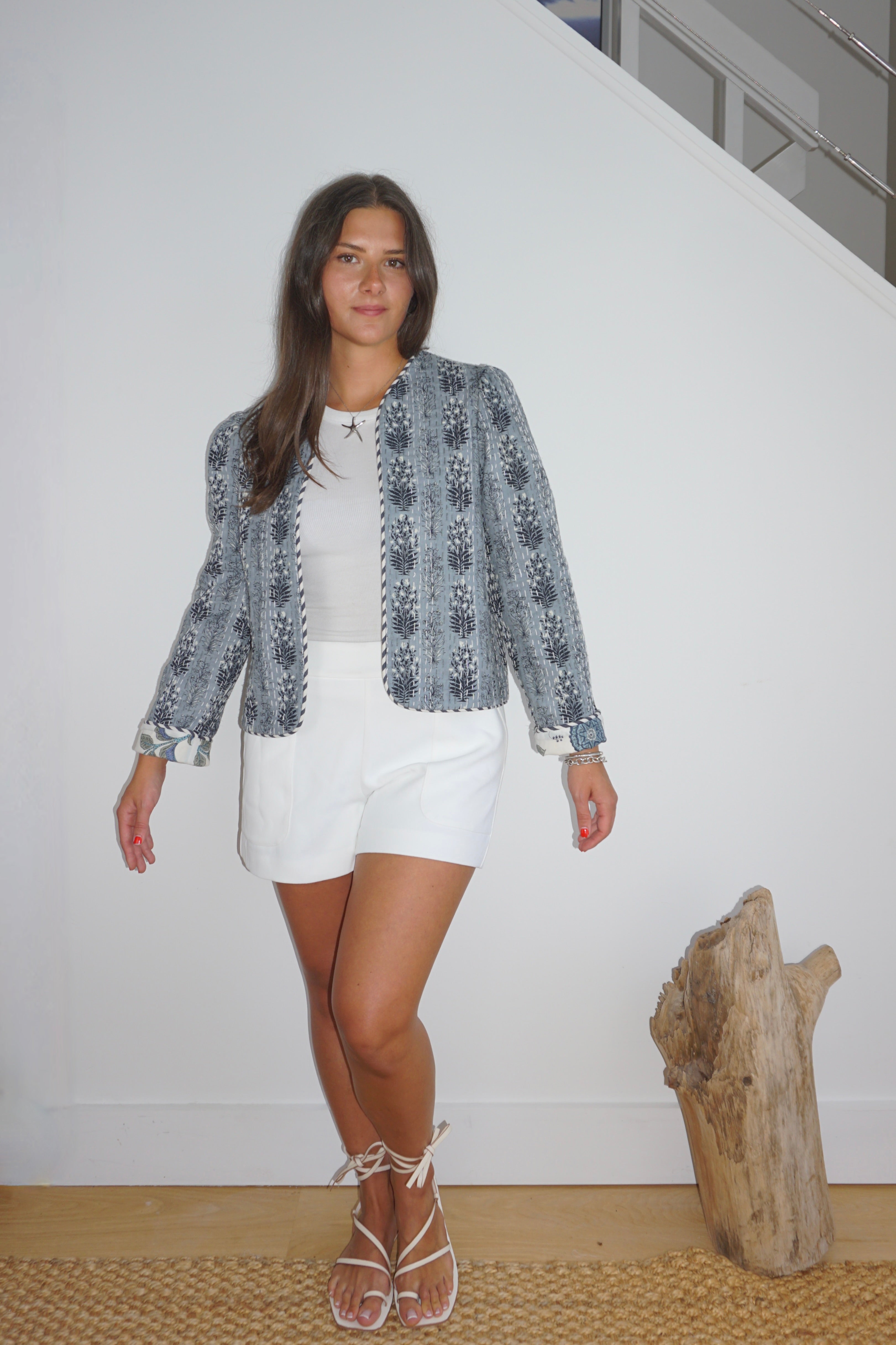 NIBI MTK Shylah Reversible Jacket - Blue Vine/Blue Floral