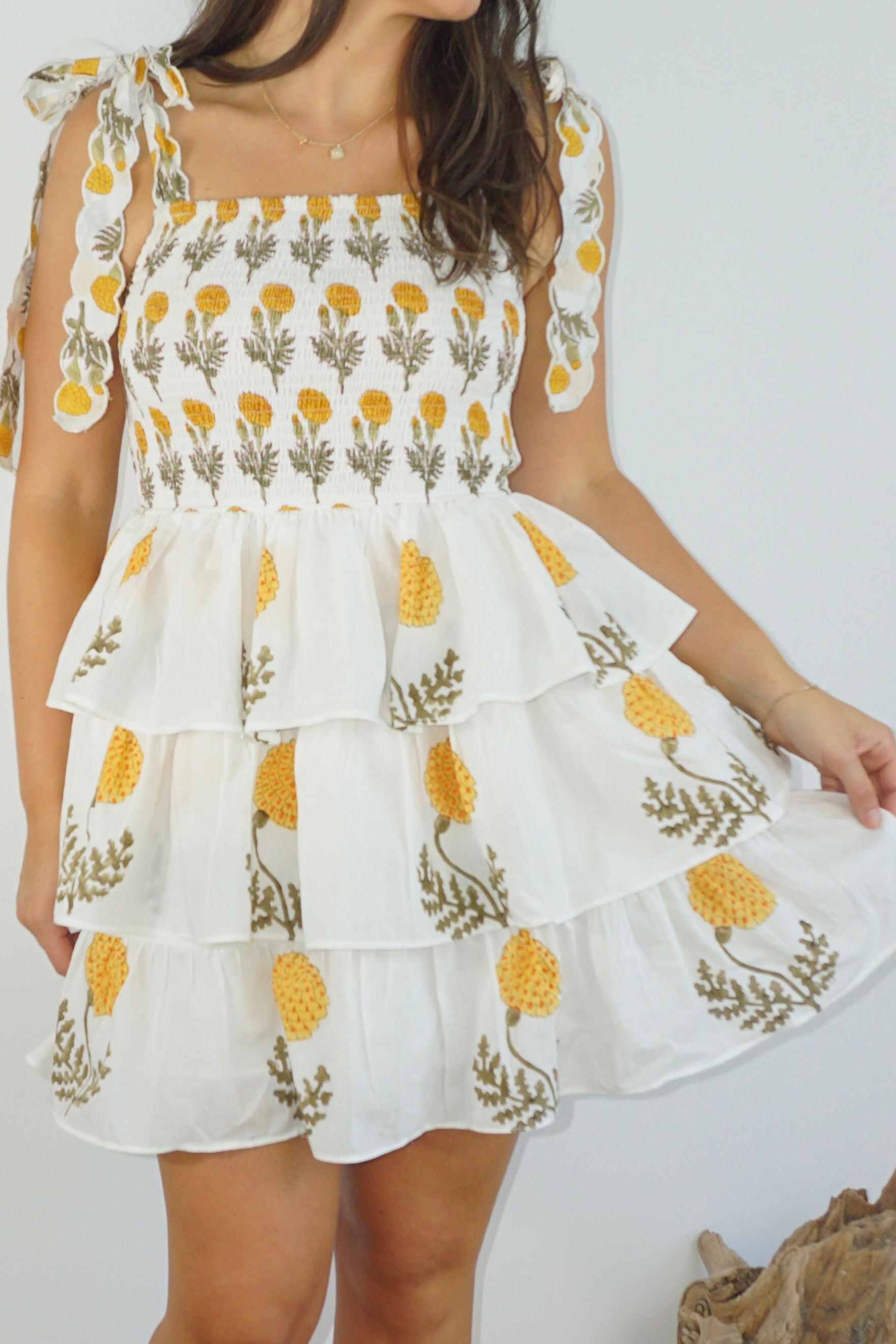 Skye Mini Dress in Marigold