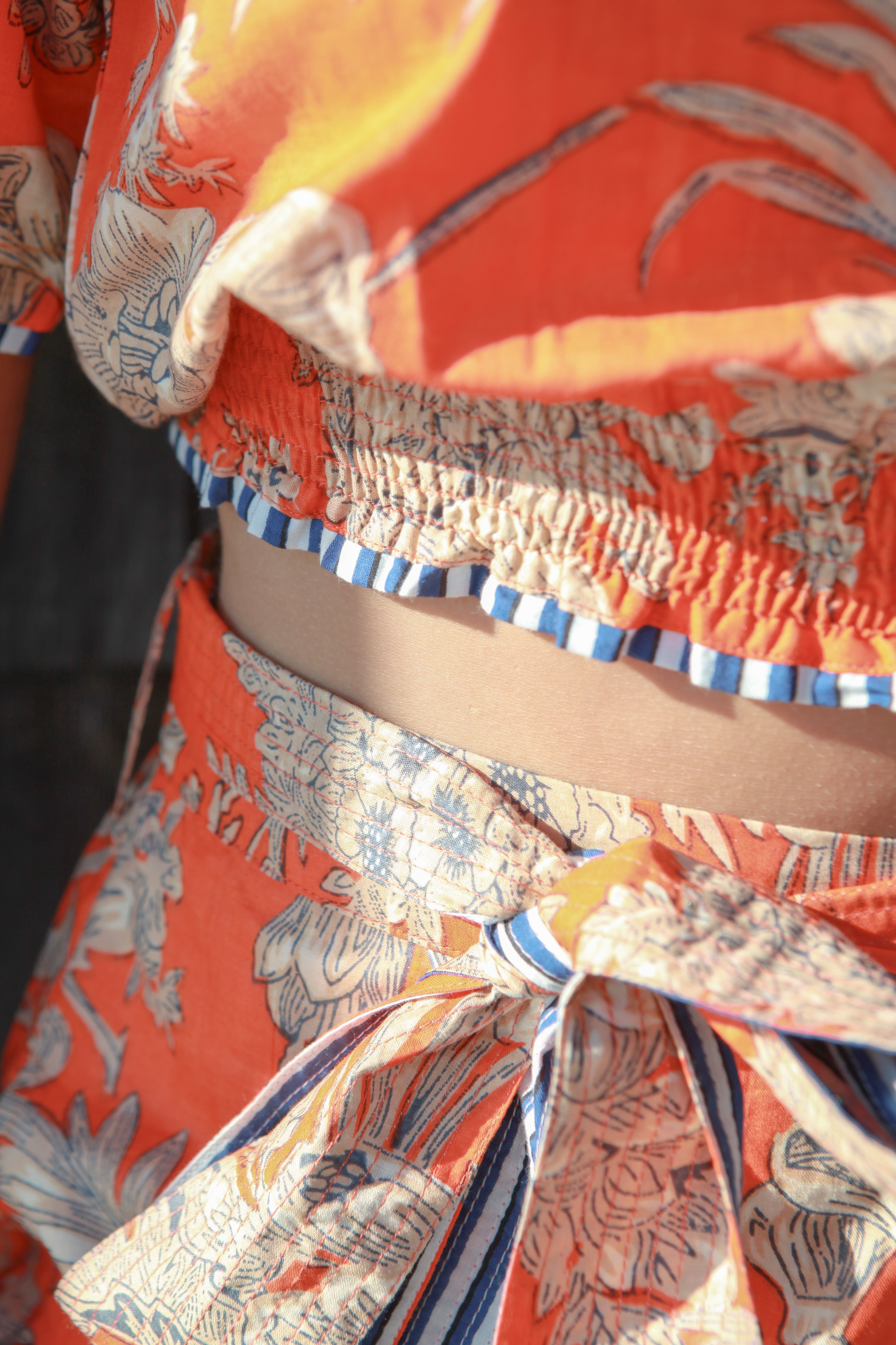 Maeve Belted Short in Tangerine Mirage