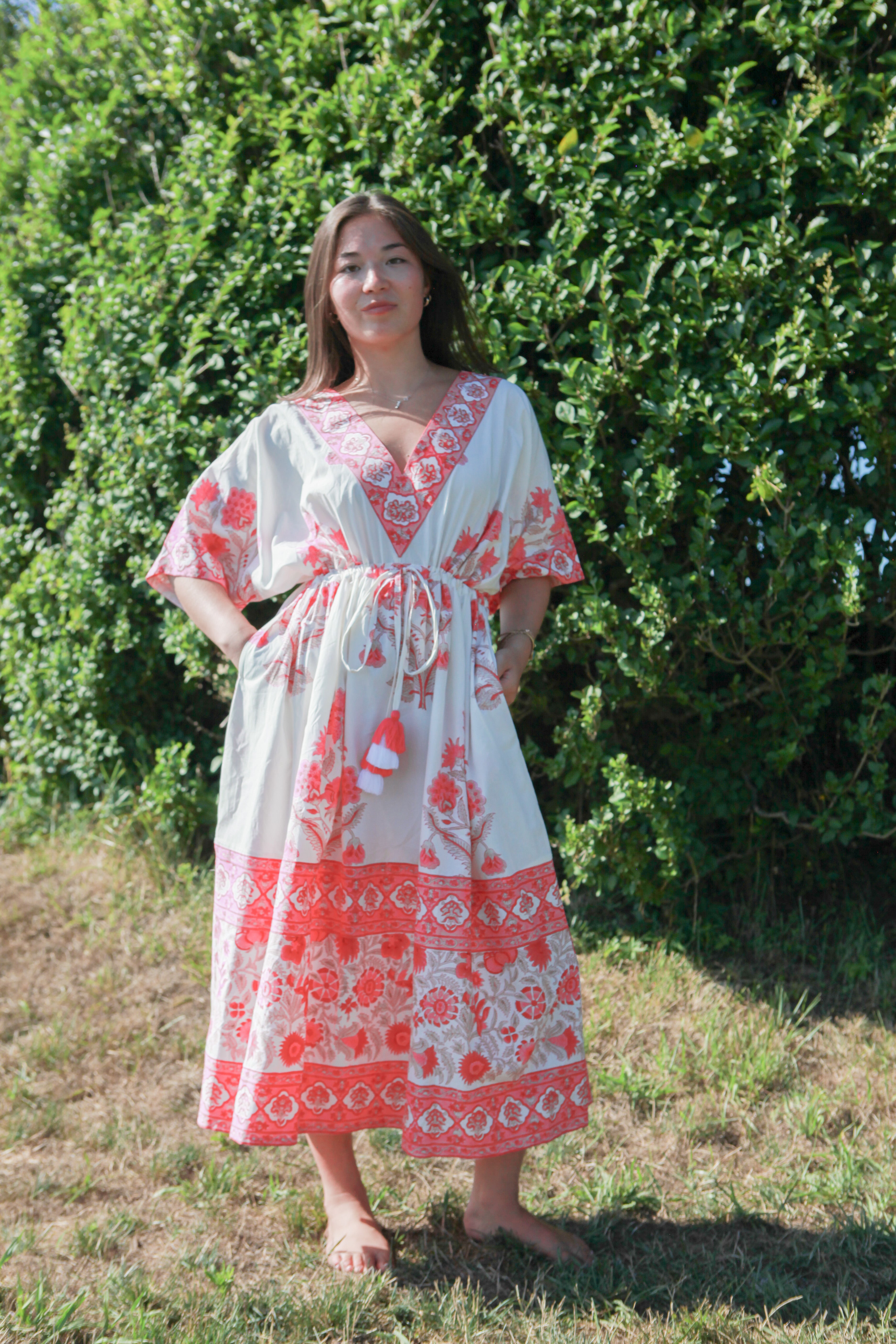 Tanya Midi Dress in Peacock Pink