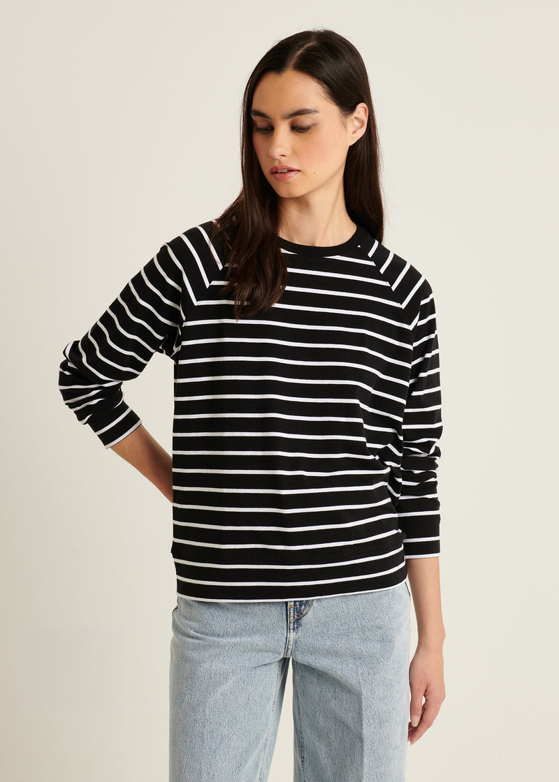 Patrick Assaraf Oversized Raglan Sweatshirt - Black & White Stripe