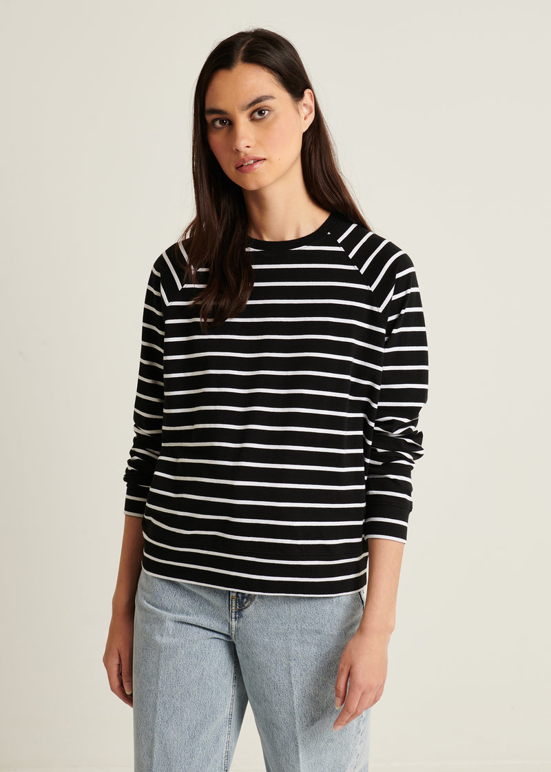 Patrick Assaraf Oversized Raglan Sweatshirt - Black & White Stripe