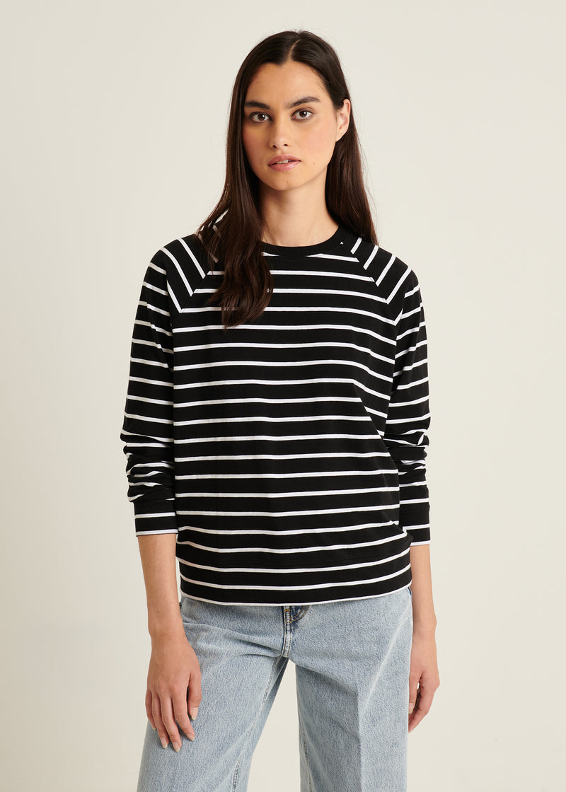 Patrick Assaraf Oversized Raglan Sweatshirt - Black & White Stripe