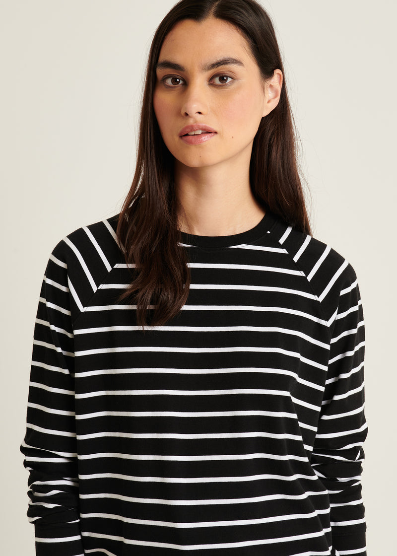 Patrick Assaraf Oversized Raglan Sweatshirt - Black & White Stripe