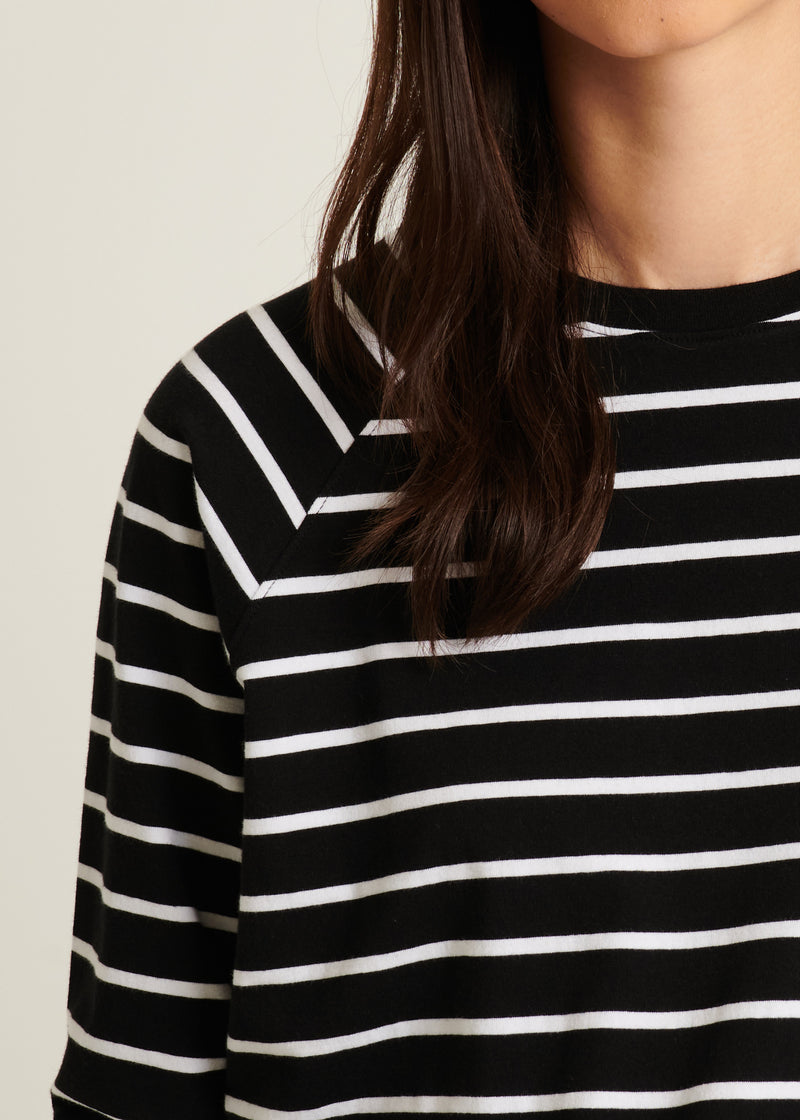 Patrick Assaraf Oversized Raglan Sweatshirt - Black & White Stripe
