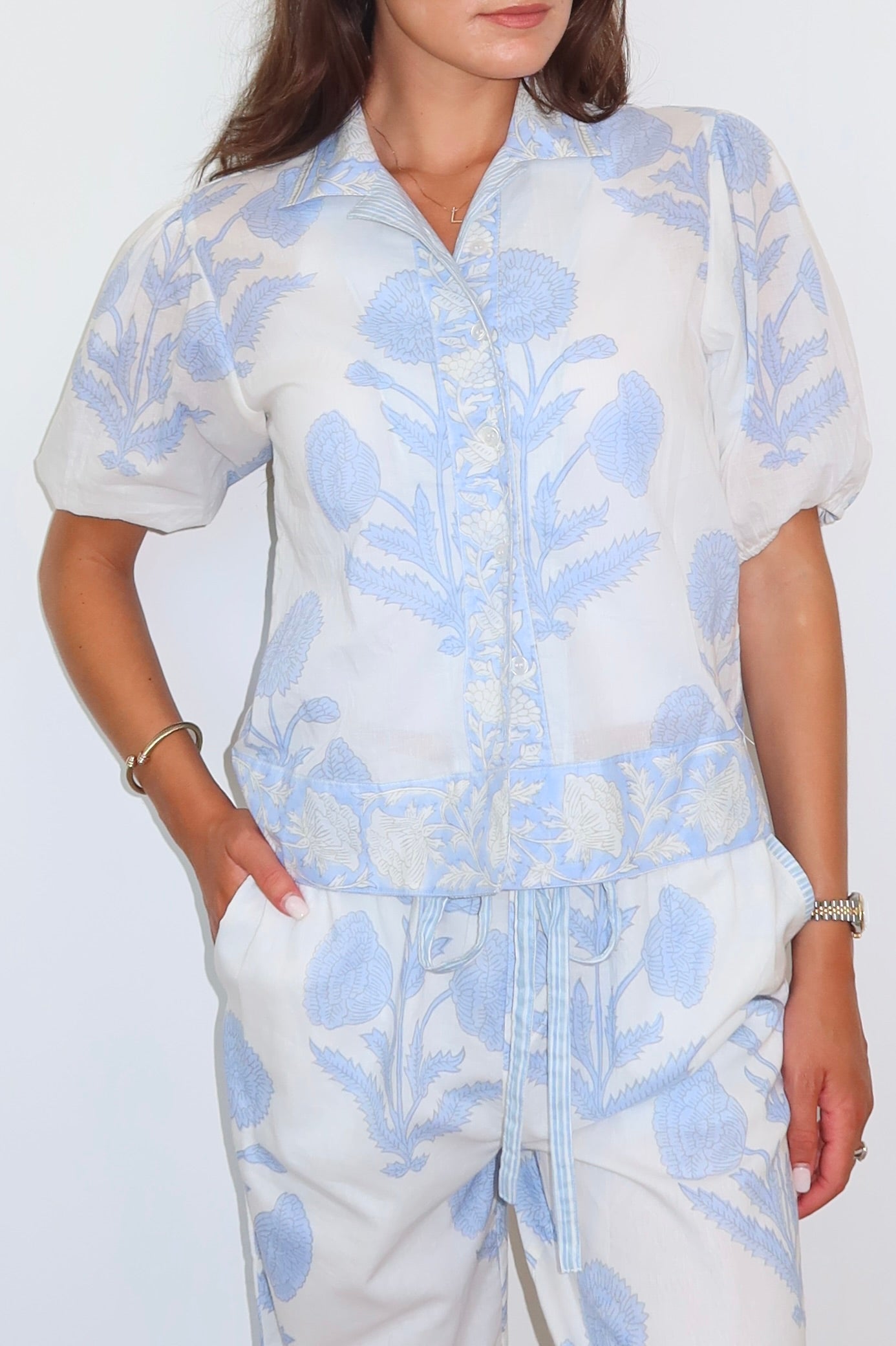 Prachi Top in Buta Blue