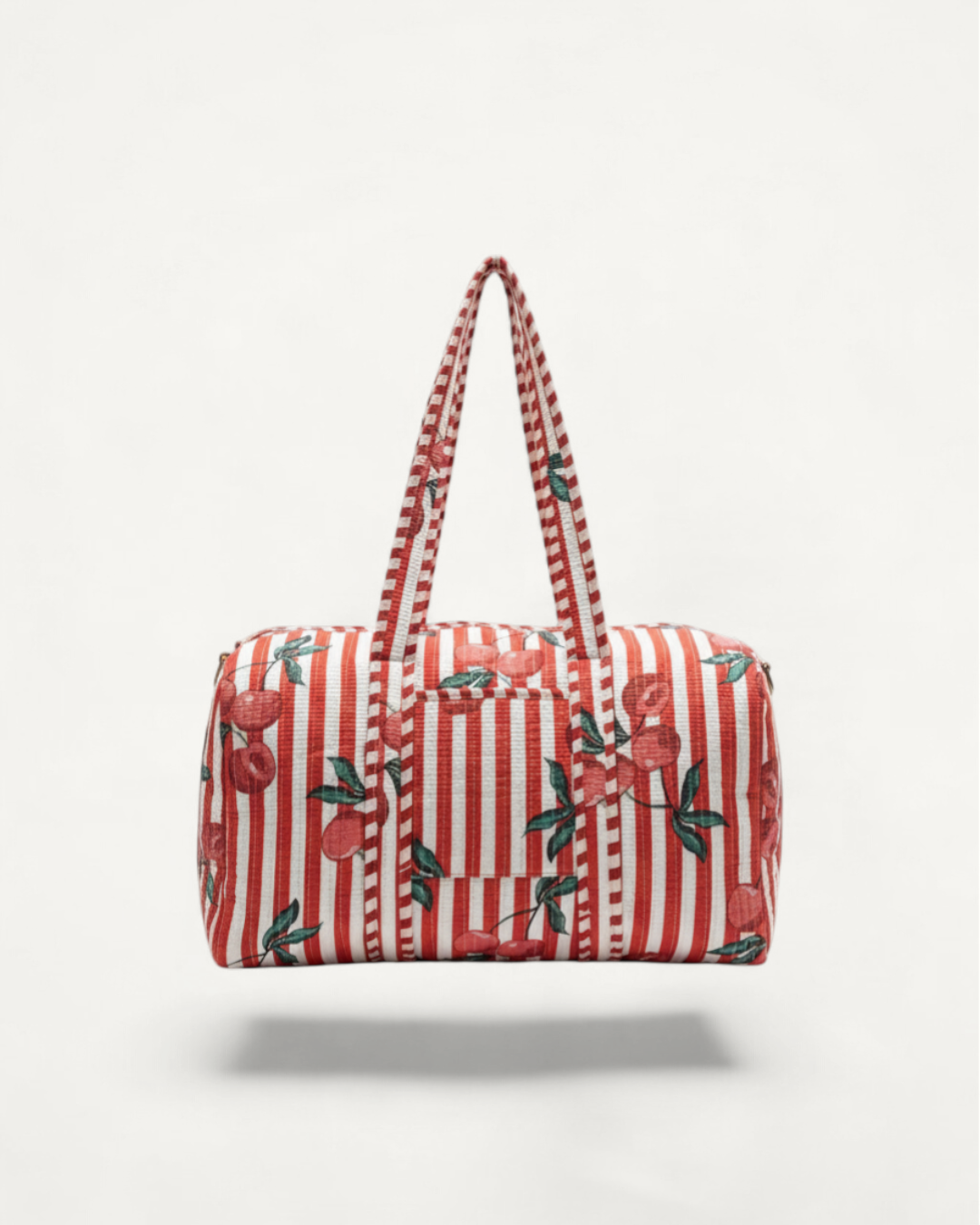 Quilted Overnight Duffle Bag, Cherry Red Stripe