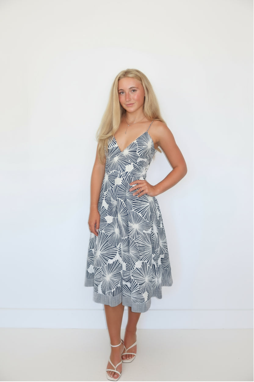 Isabella Midi Dress in Blue Nova