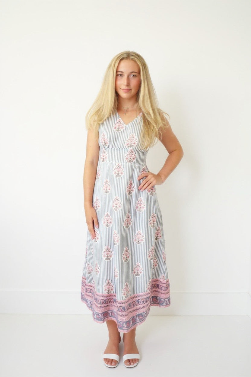 Suzan Dress in Blush Bay Stripe