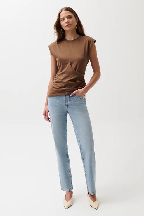 Aleks Mid Rise Straight Long Jean
