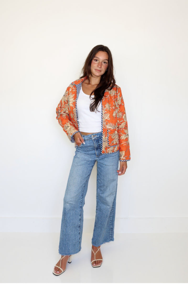 Robyn Quilted Jacket in Tangerine Mirage