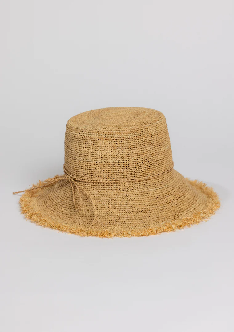 Packable Raffia Bucket Hat Natural