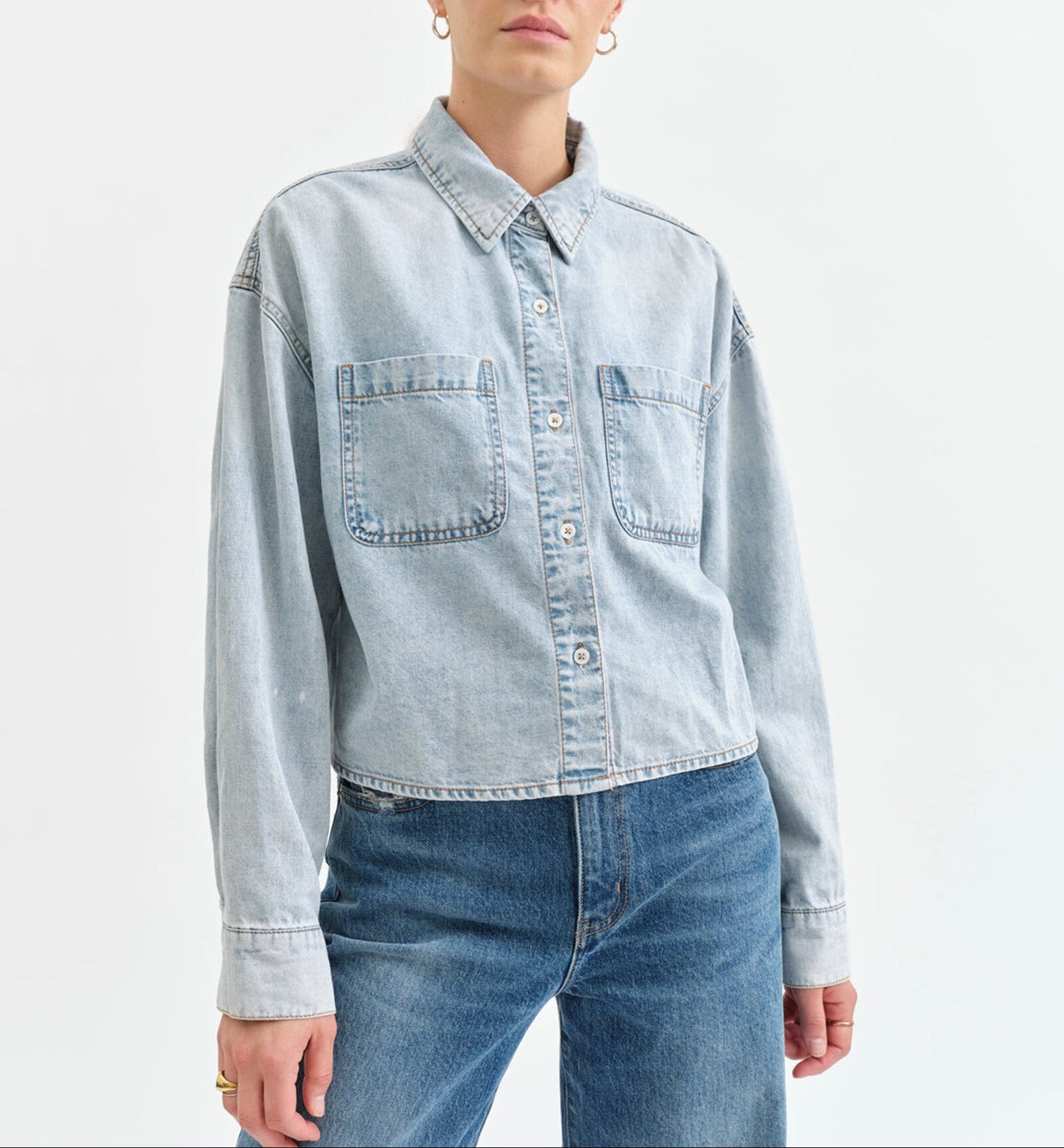 The Editor Cropped Button Up
