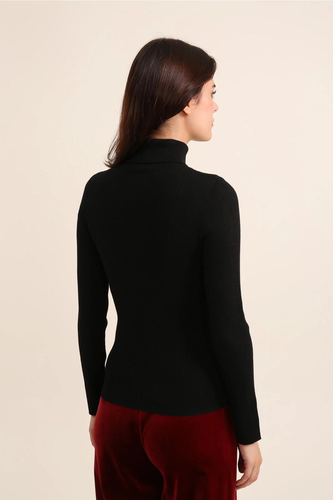 Ribbed Turtleneck Lurex Sweater