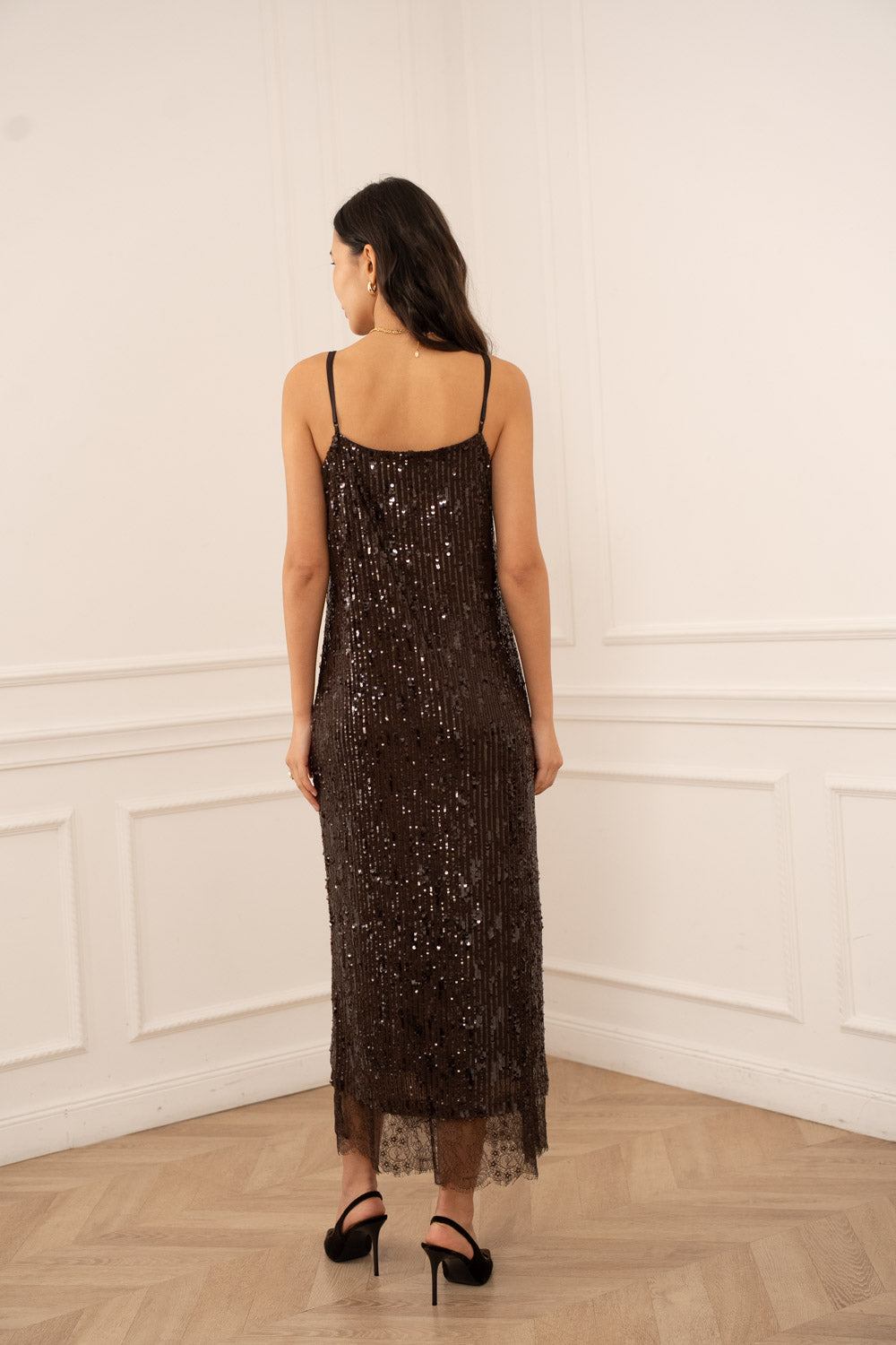 Sequin and Lace Slip Dress