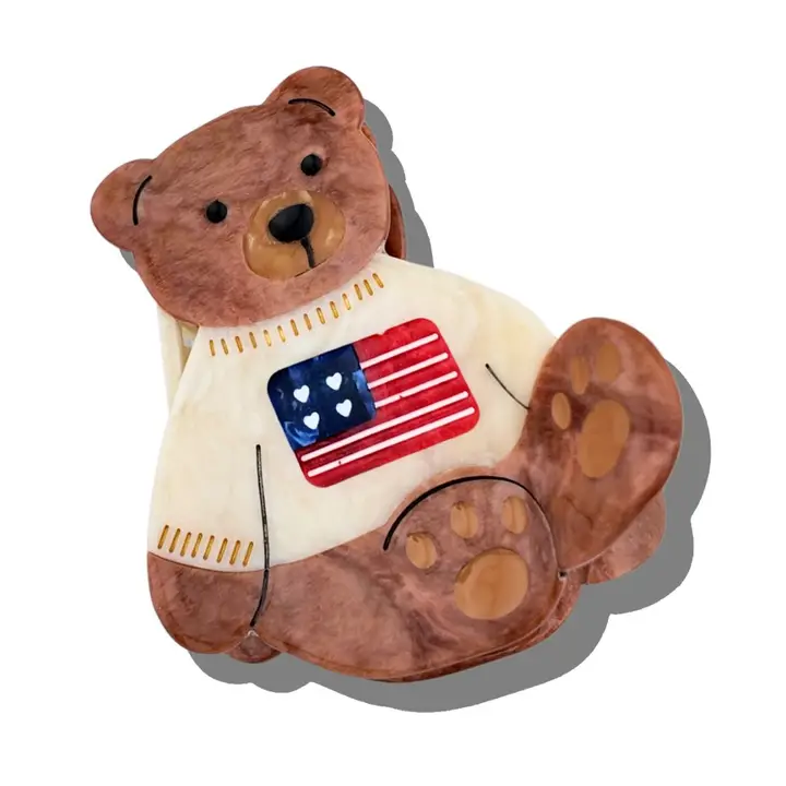 Americana Teddy Bear Claw Clip